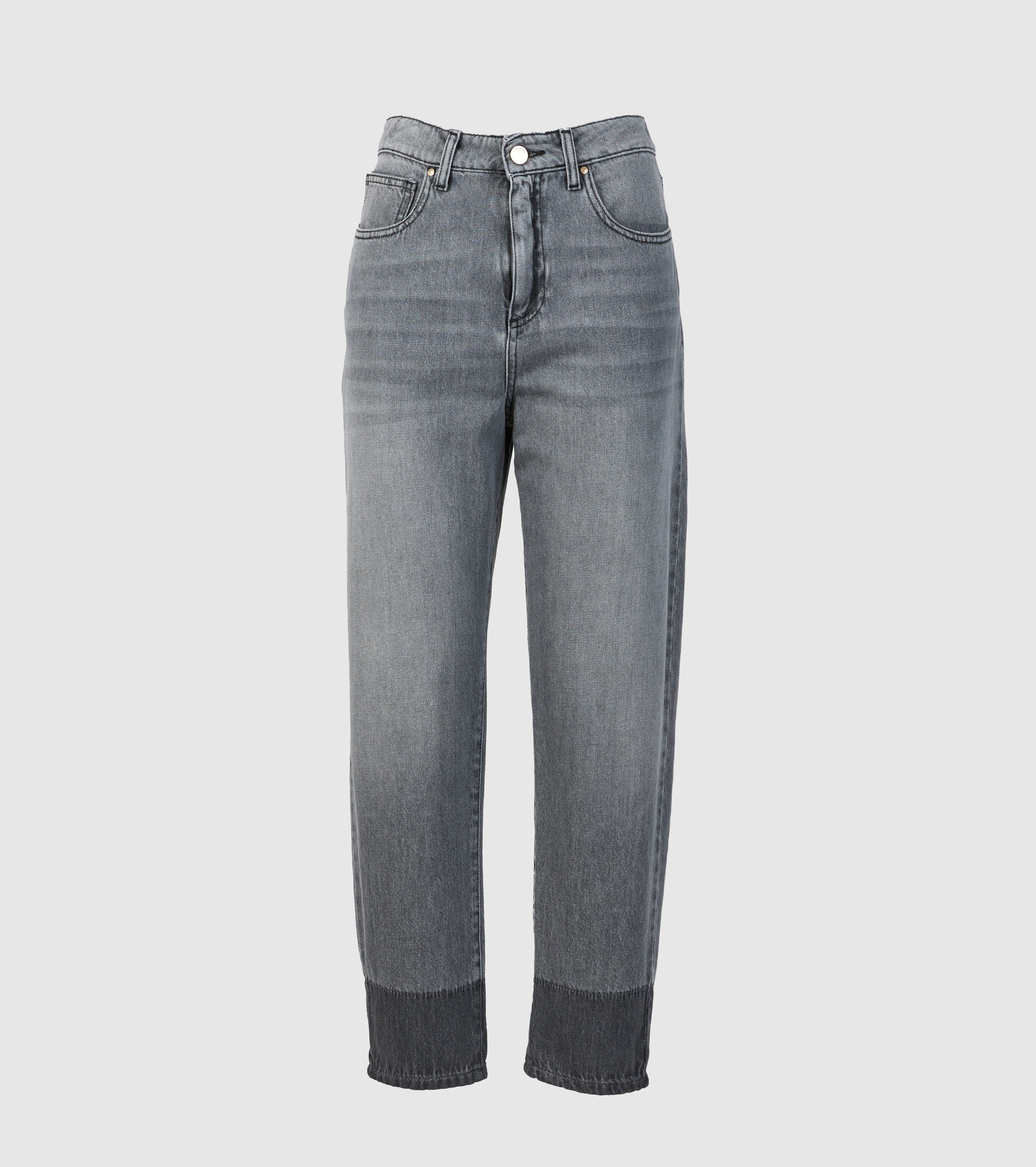 Jeans in Denim Grigio con fondo a Contrasto