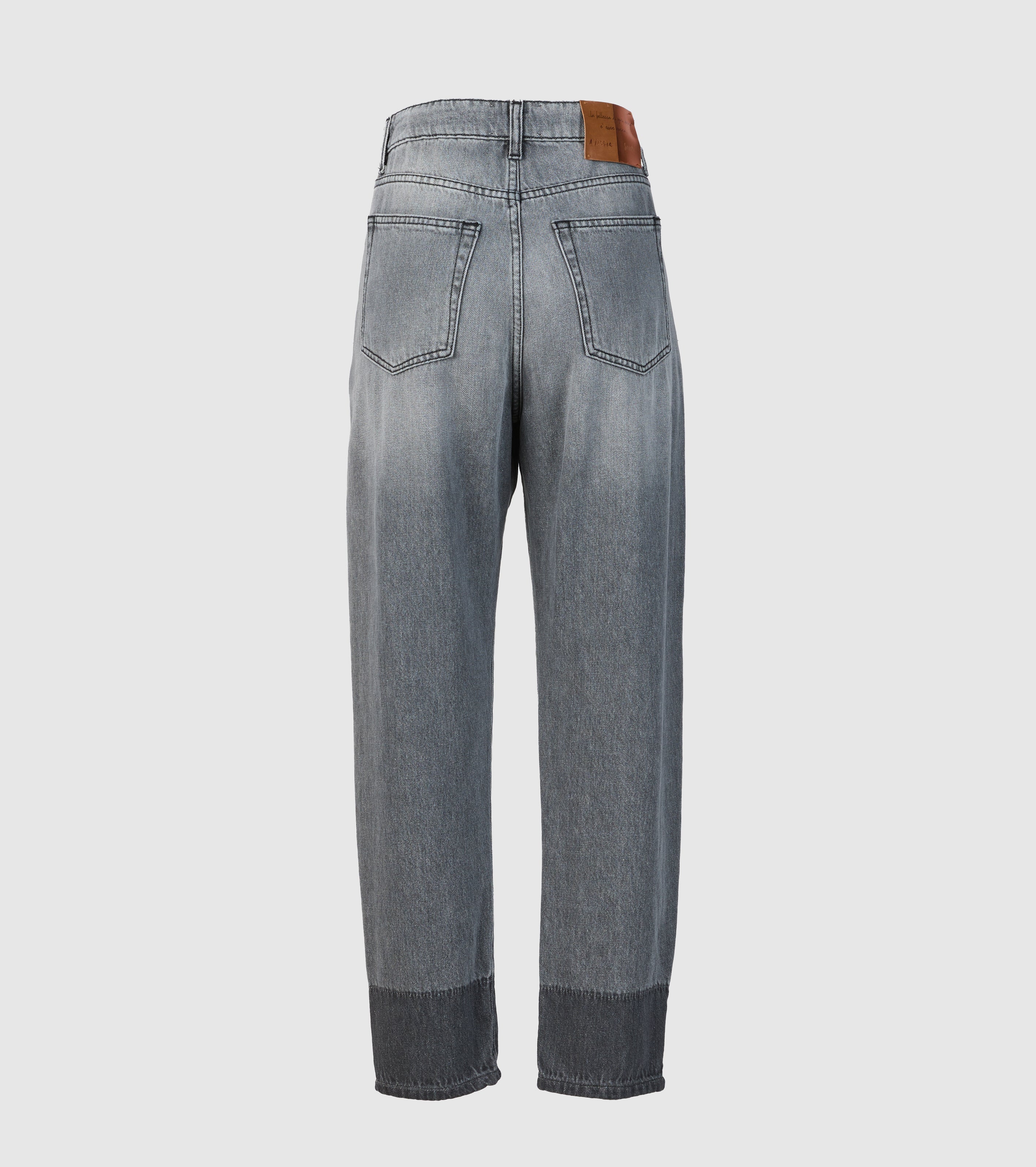 Jeans in Denim Grigio con fondo a Contrasto