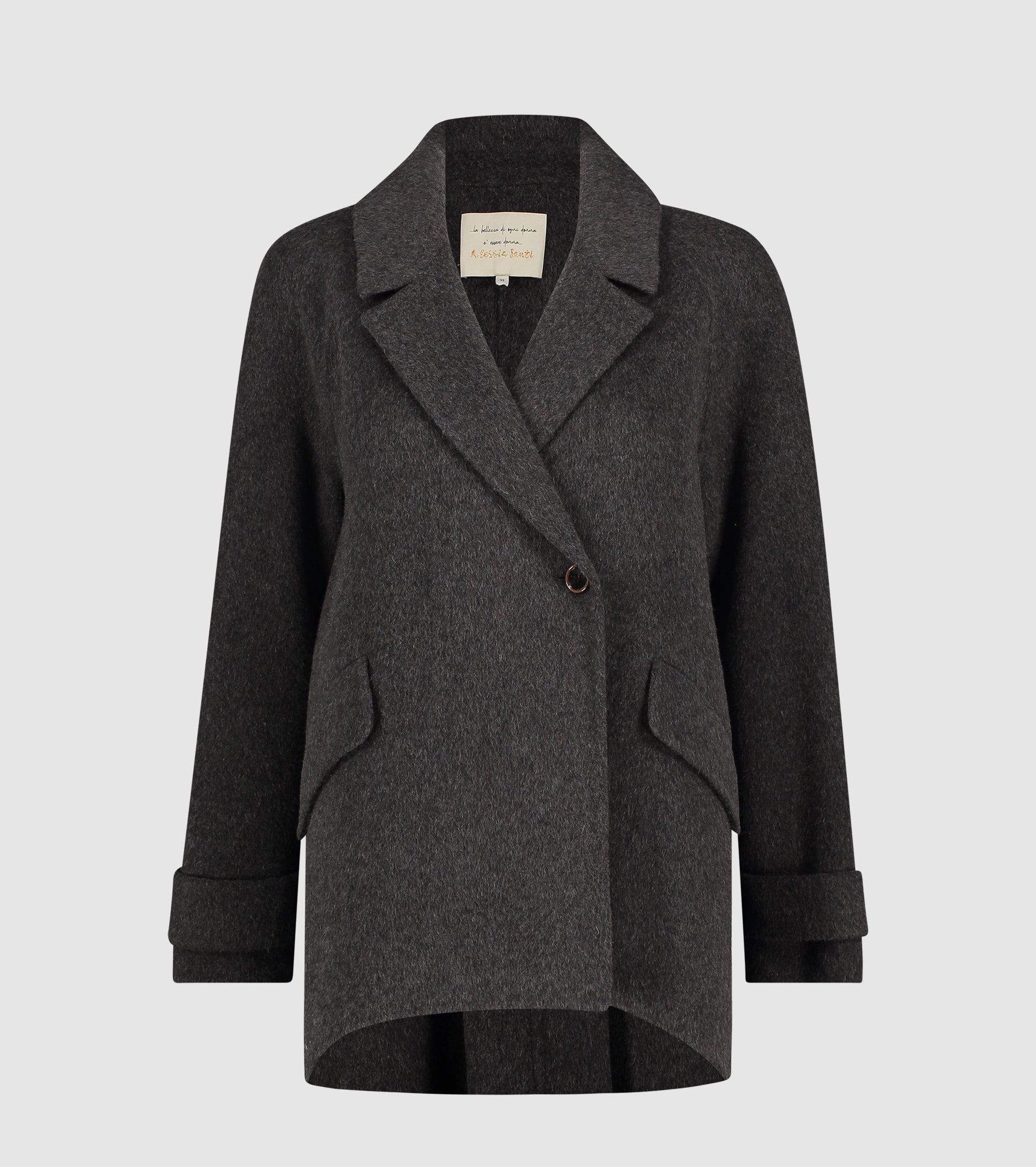 Cappotto doppiopetto in panno di lana e seta