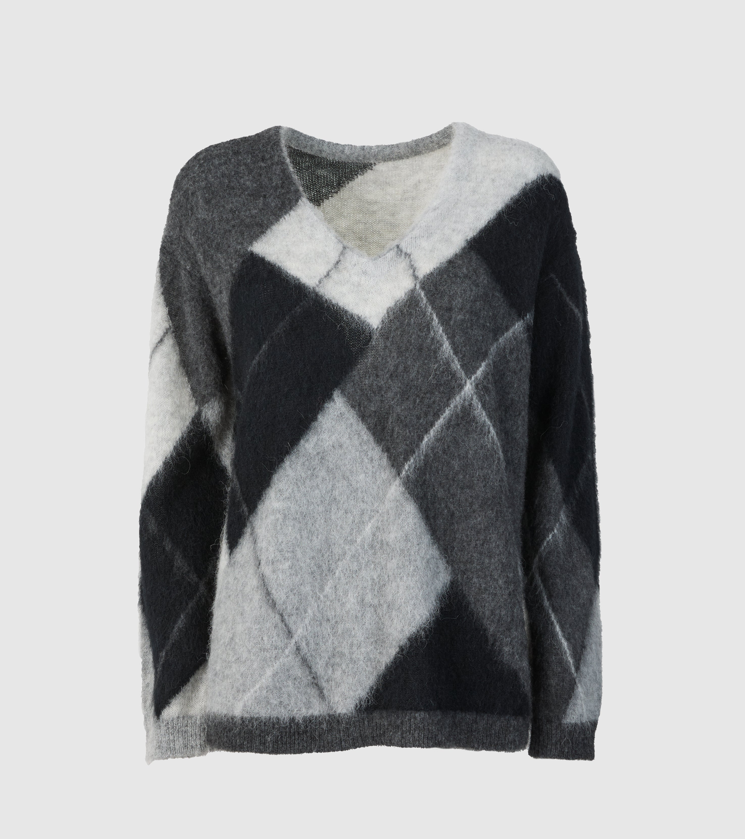Sweater med V-hals i uld og alpaka