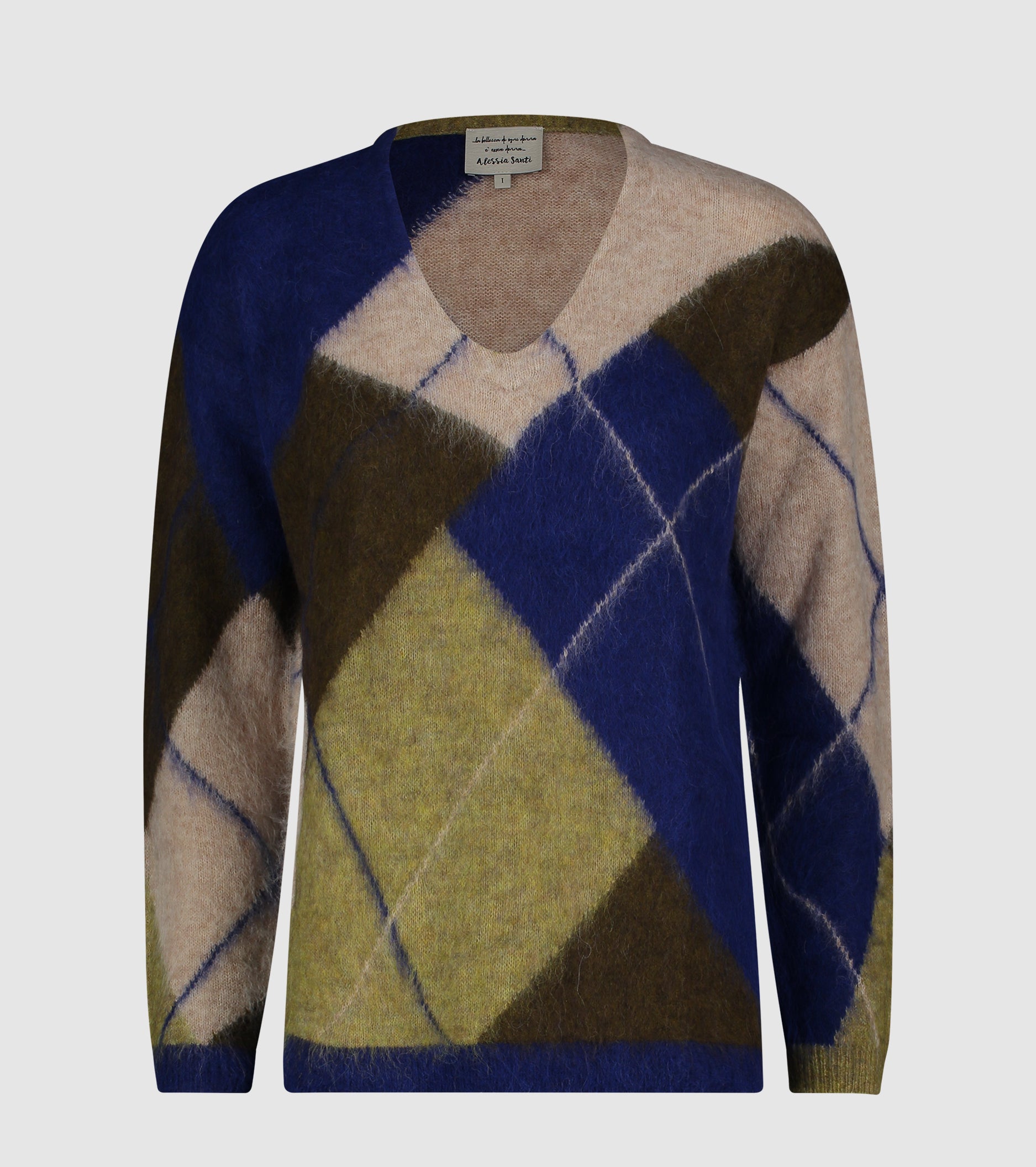 Sweater med V-hals i uld og alpaka