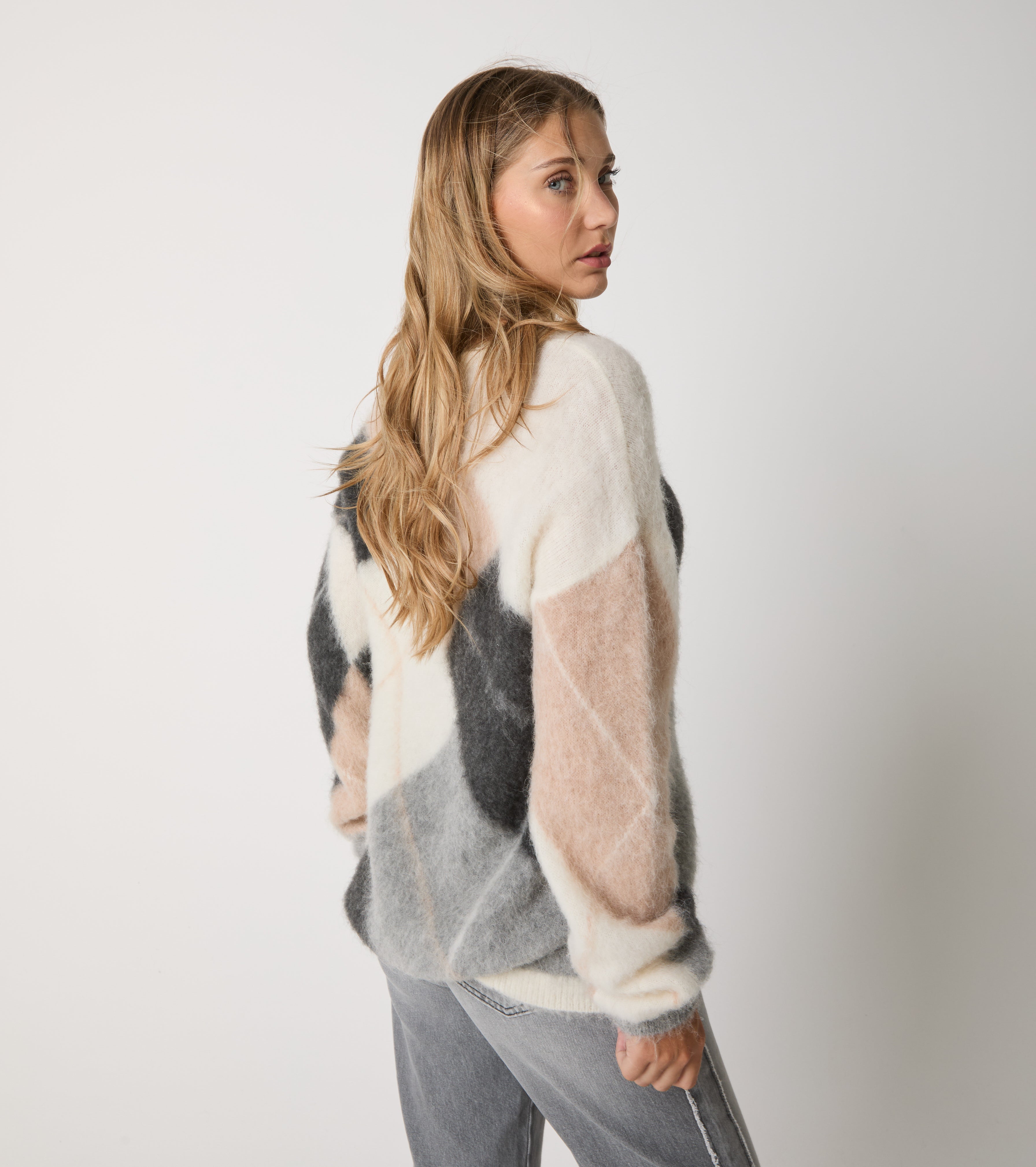 Sweater med V-hals i uld og alpaka