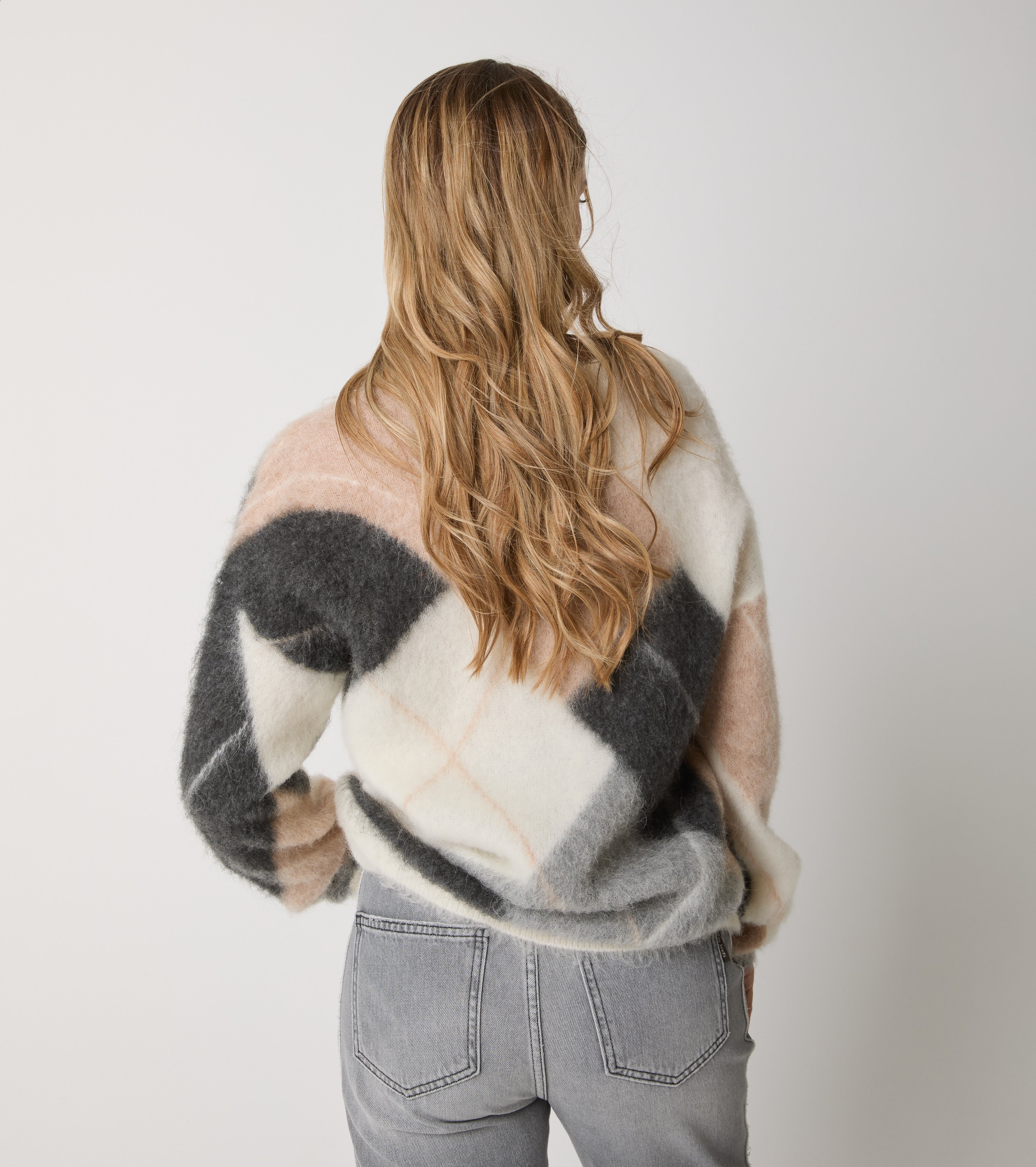 Sweater med V-hals i uld og alpaka