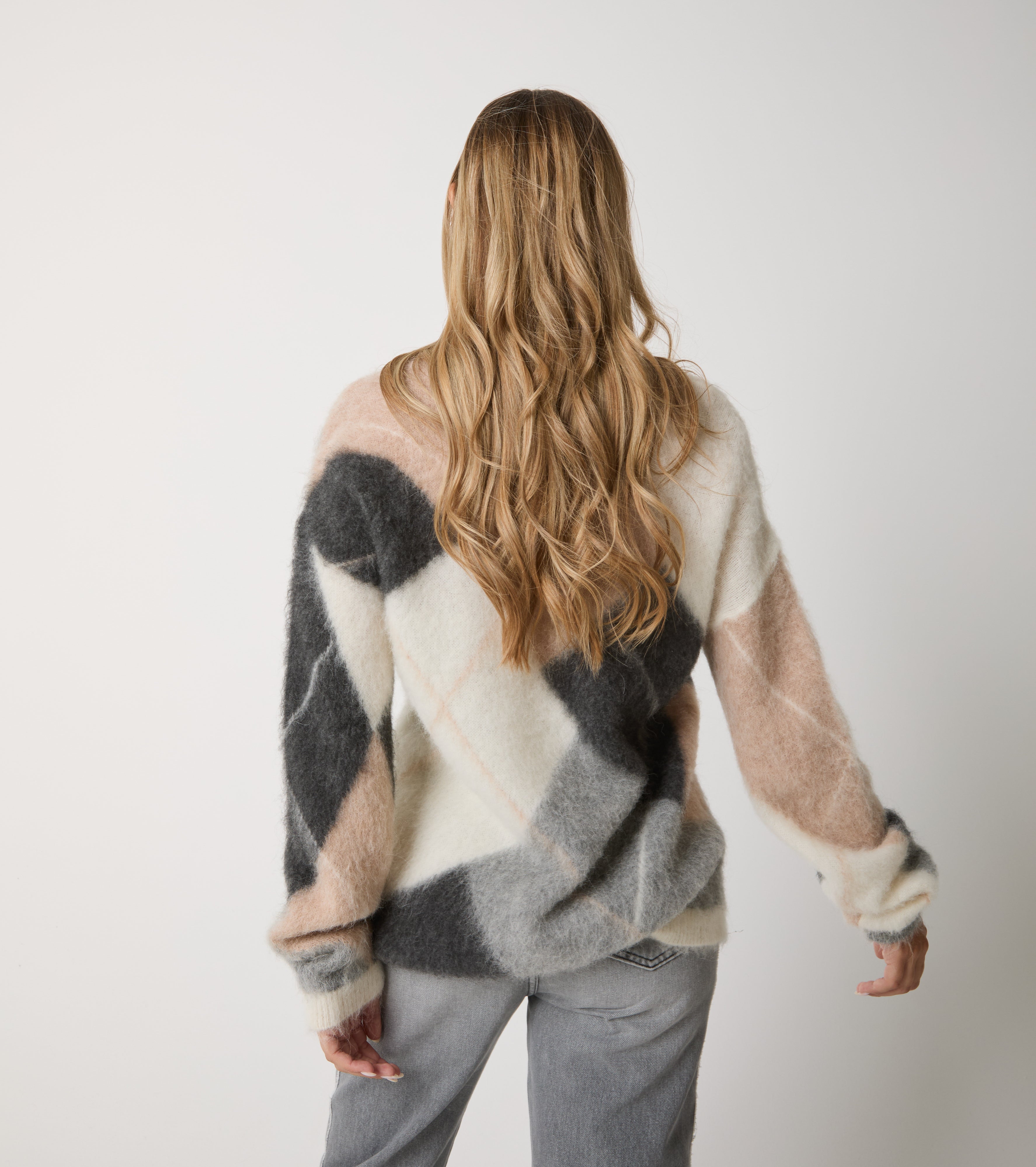 Sweater med V-hals i uld og alpaka