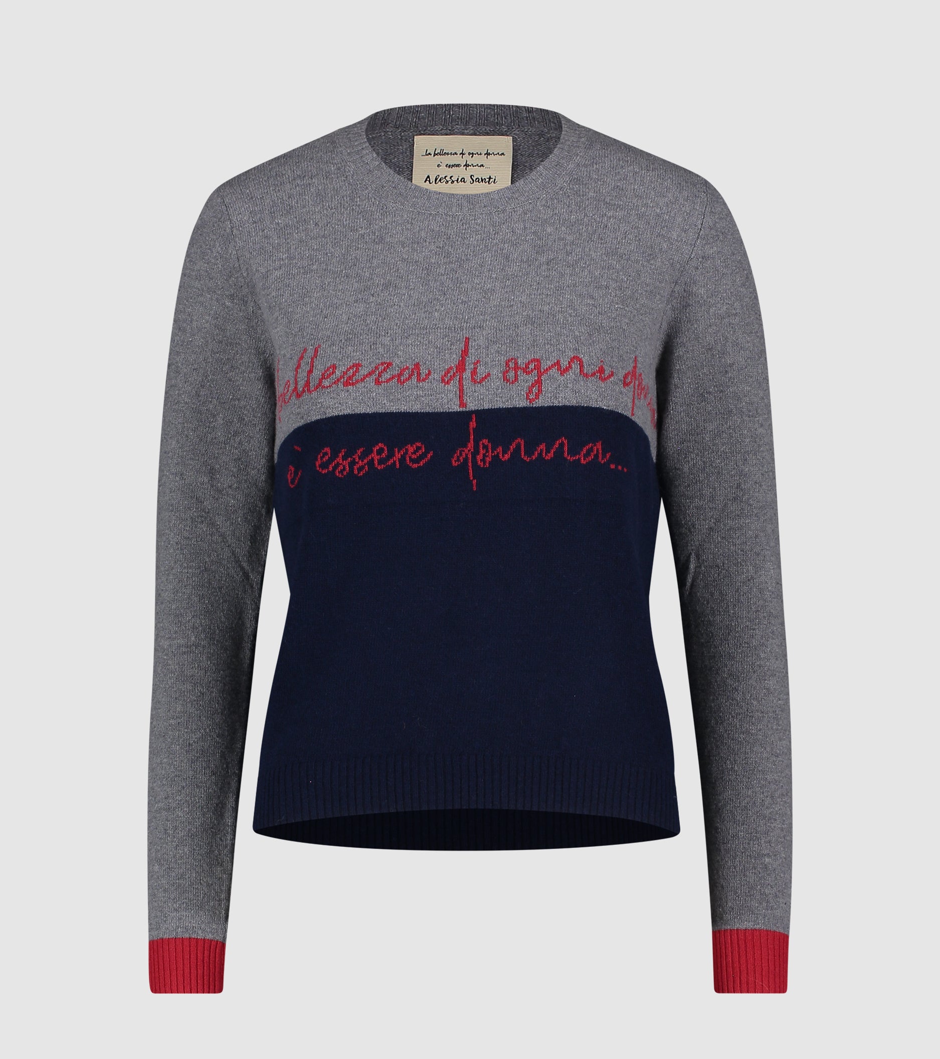 Maglia girocollo in lana e cashmere con lettering