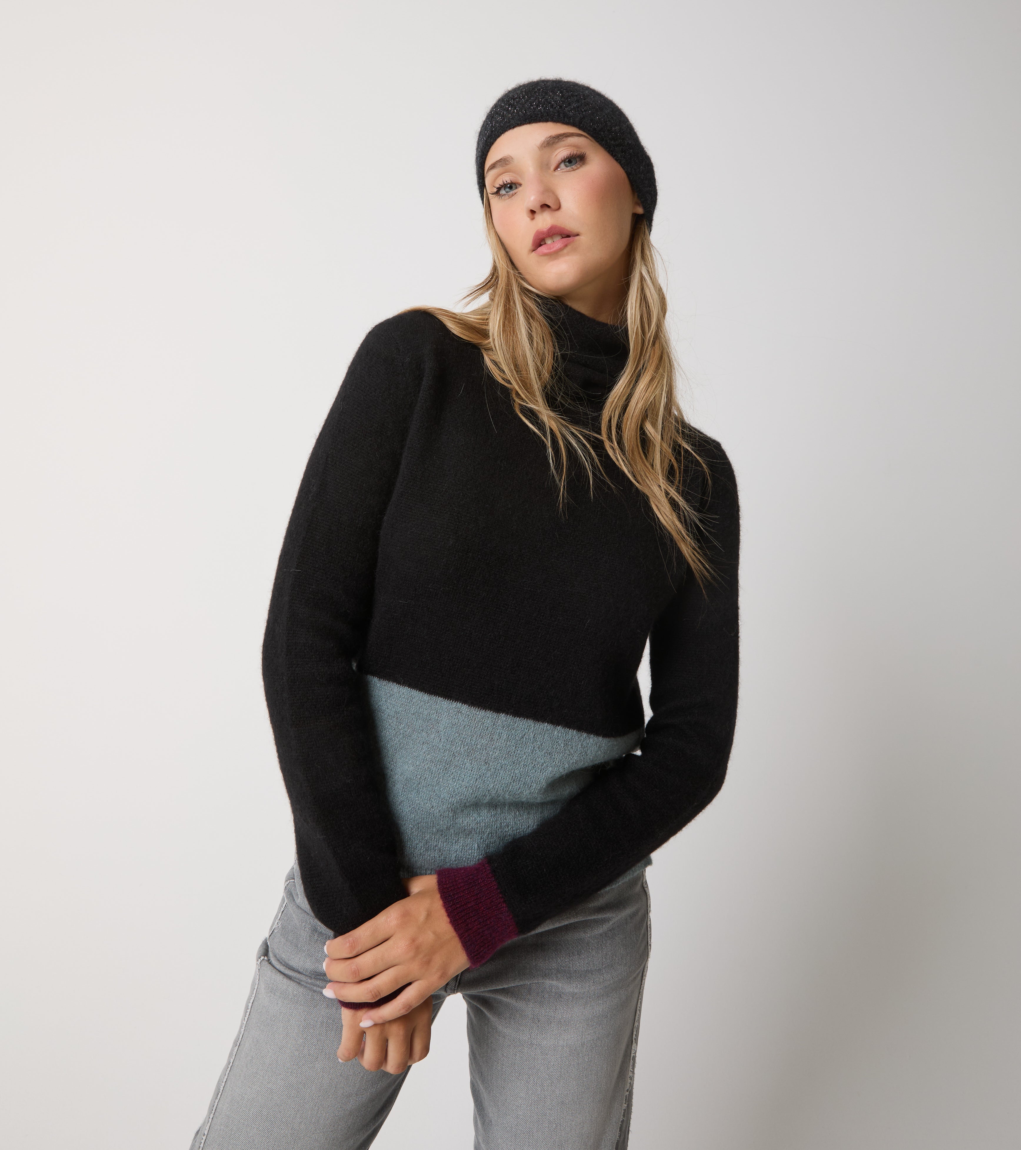 Dolcevita in alpaca e lana color block