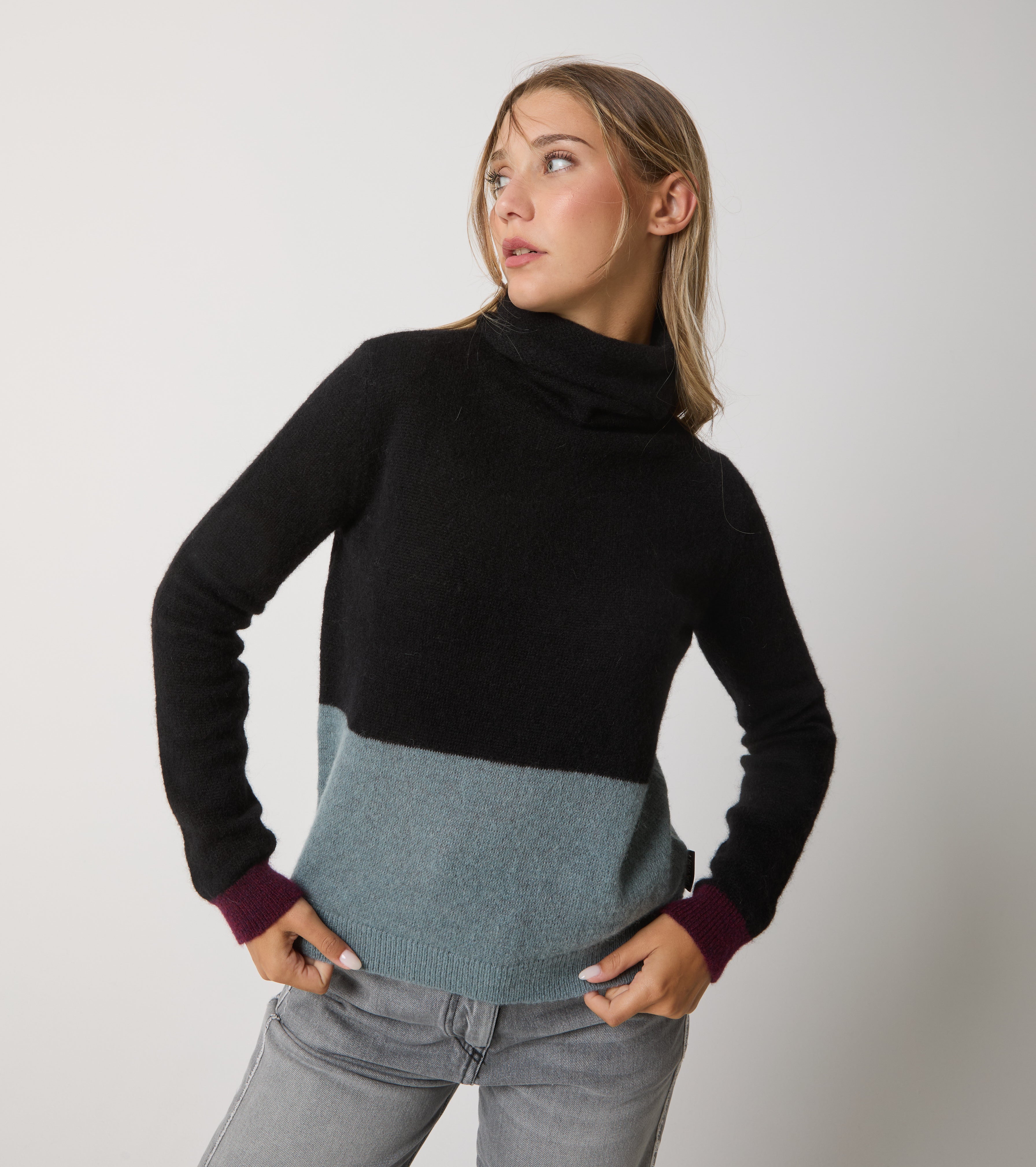 Dolcevita in alpaca e lana color block