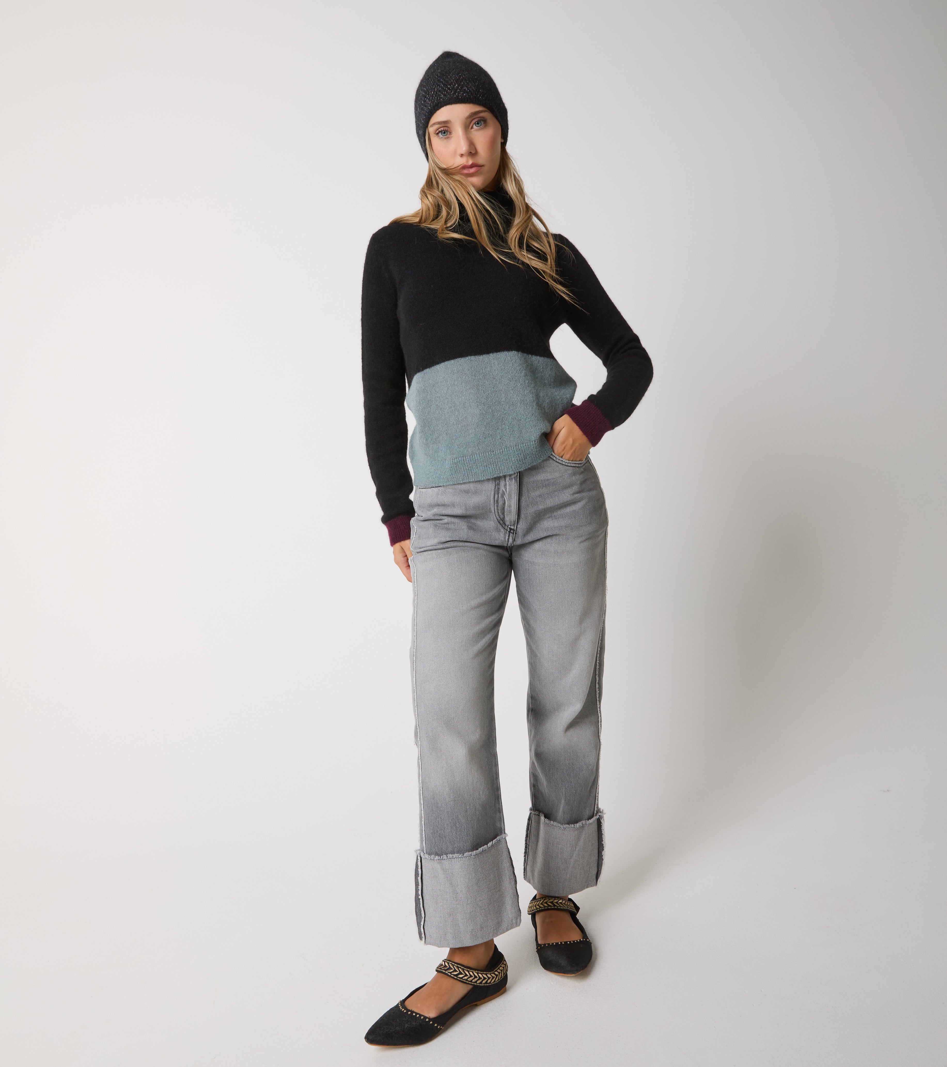 Dolcevita in alpaca e lana color block
