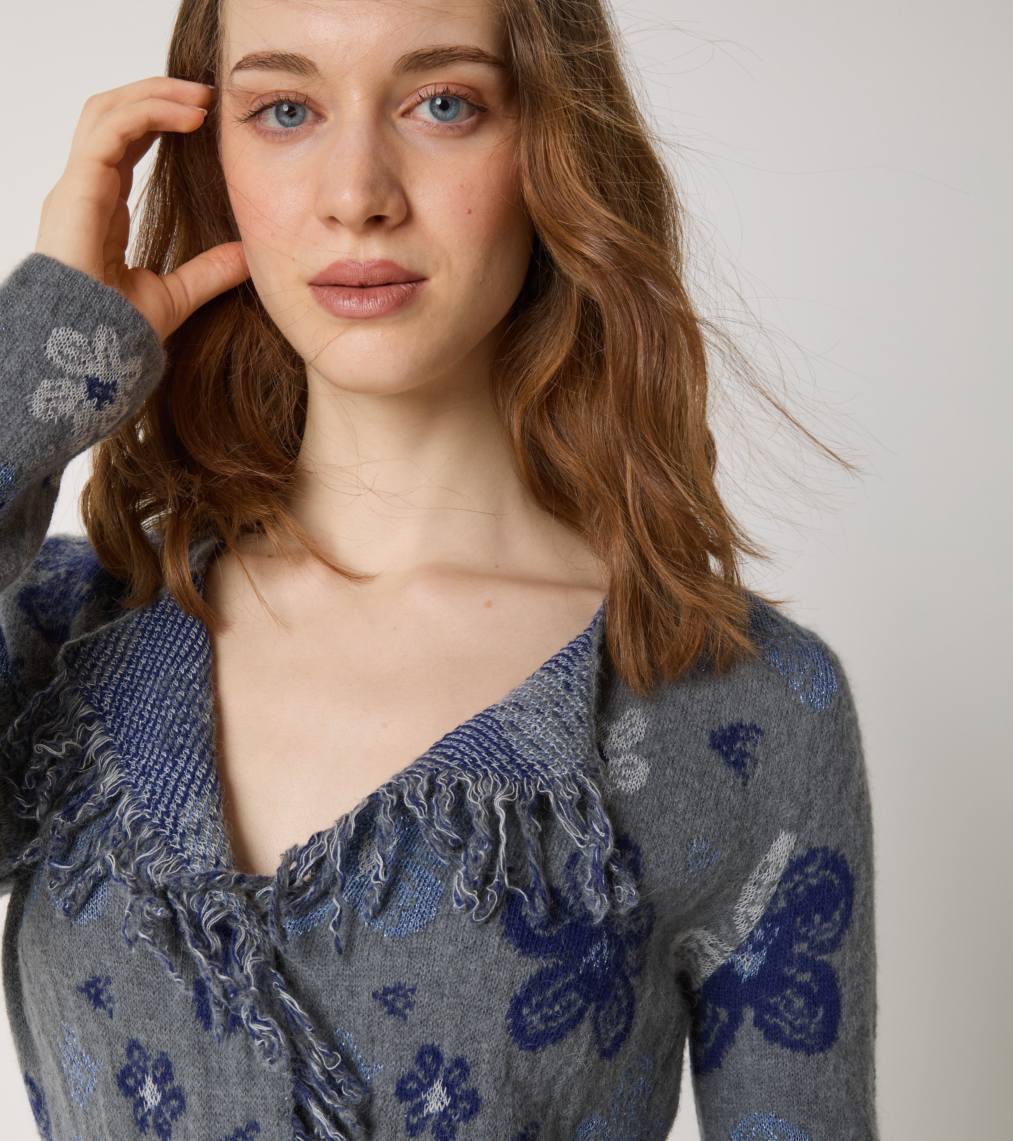 Alpaca and cashmere jacquard cardigan