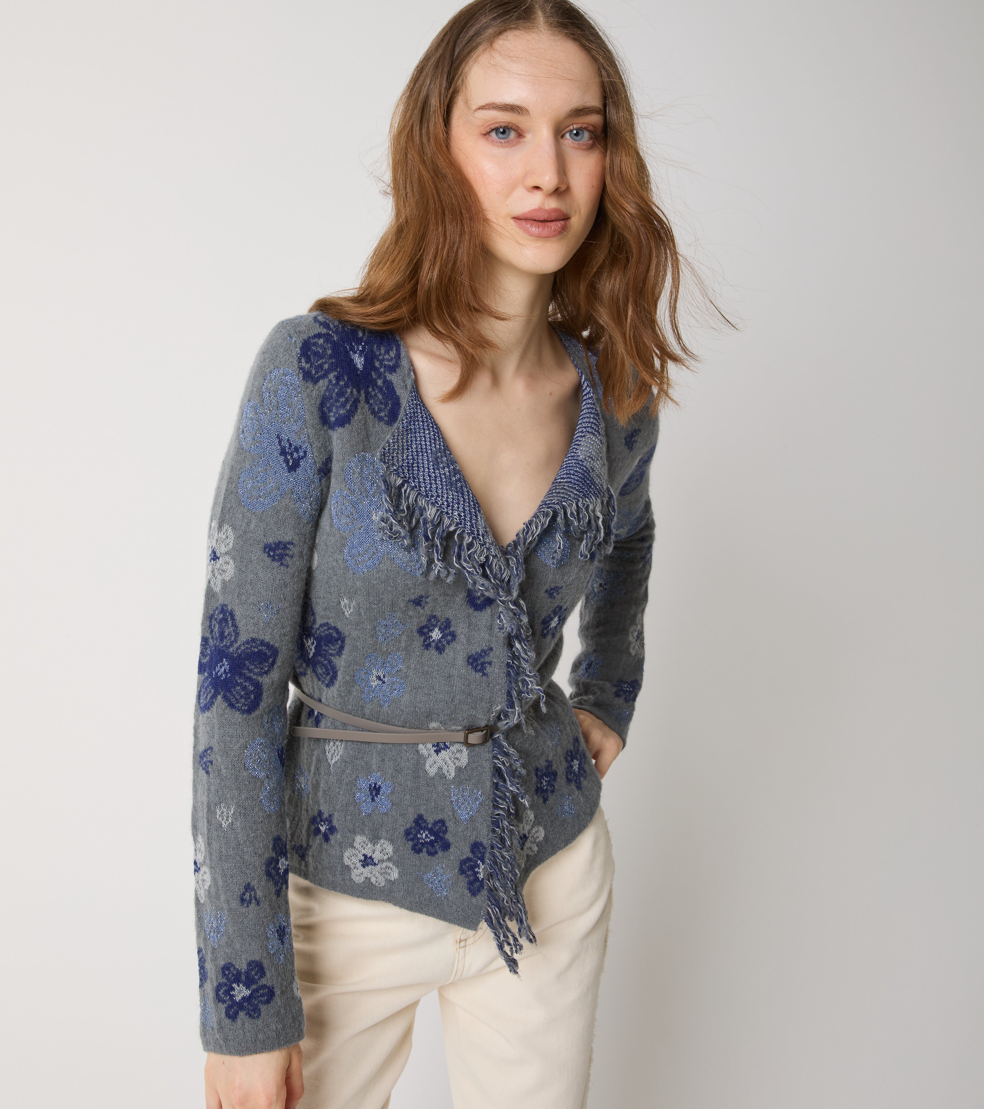 Alpaca and cashmere jacquard cardigan