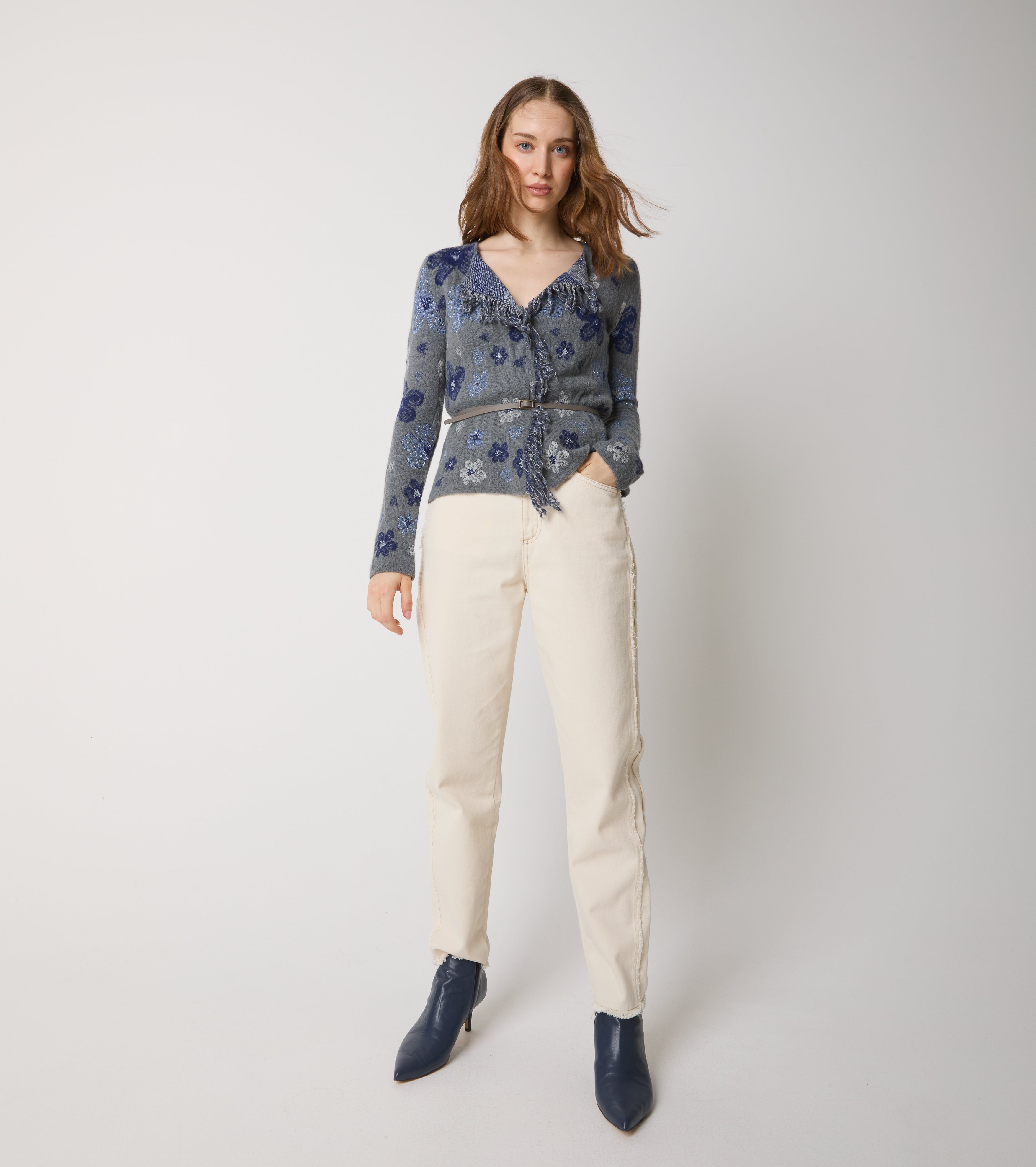 Alpaca and cashmere jacquard cardigan