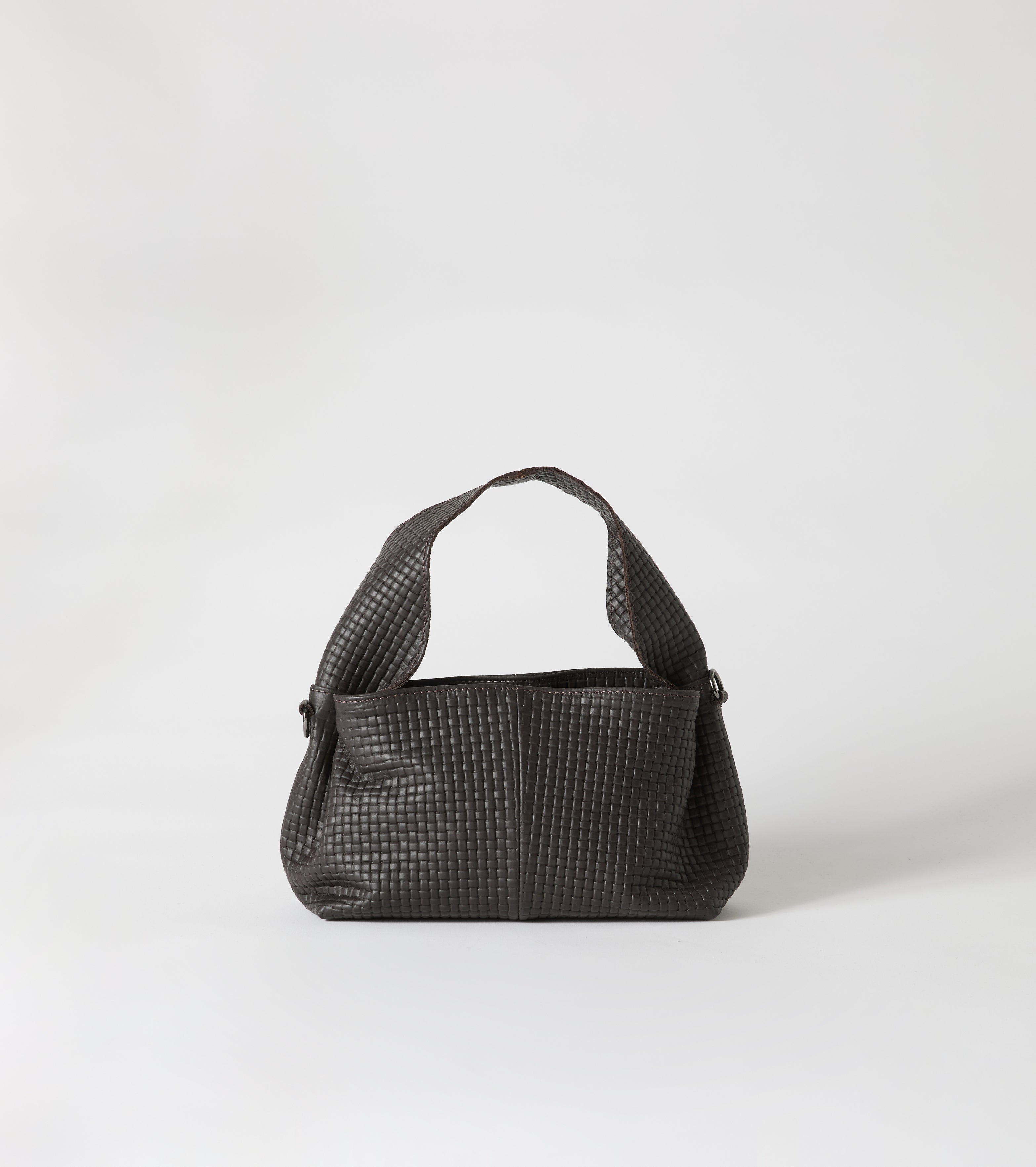 Leather handbag with shoulder strap