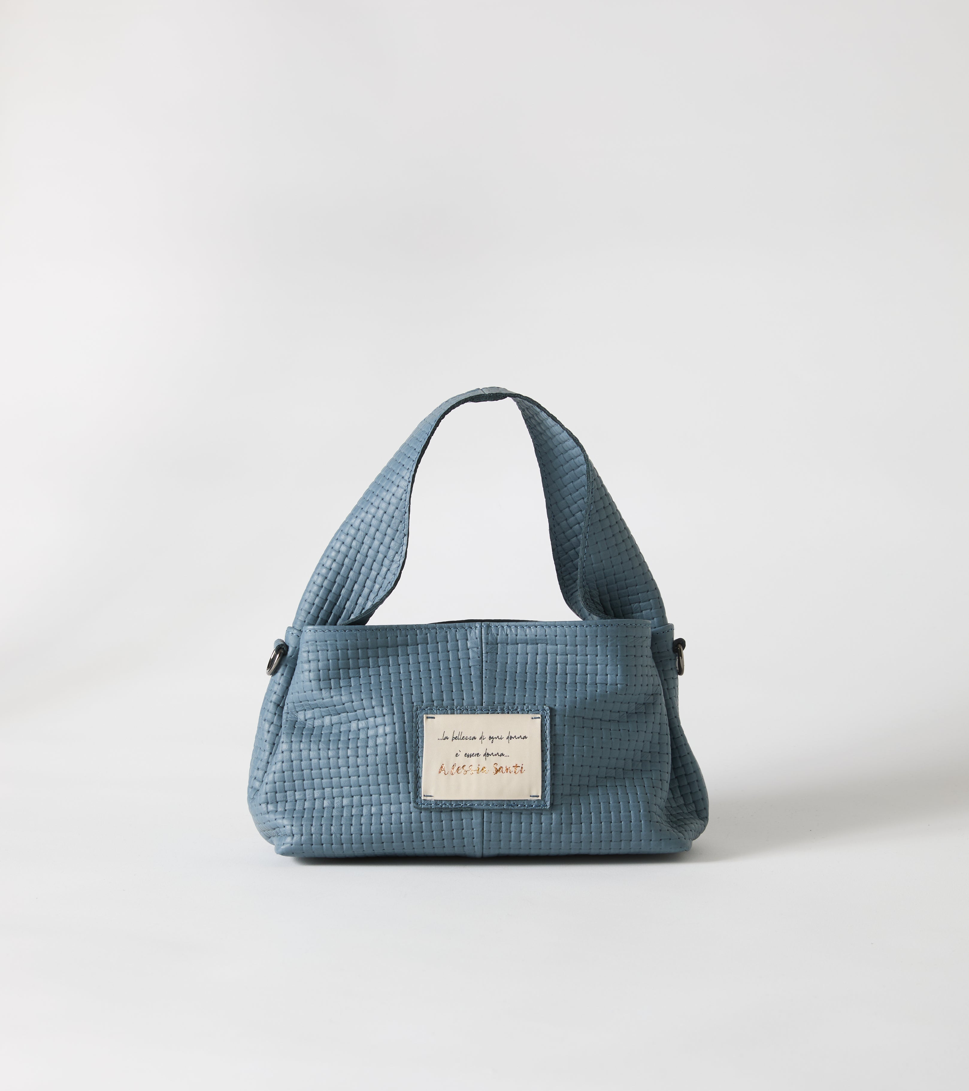 Leather handbag with shoulder strap