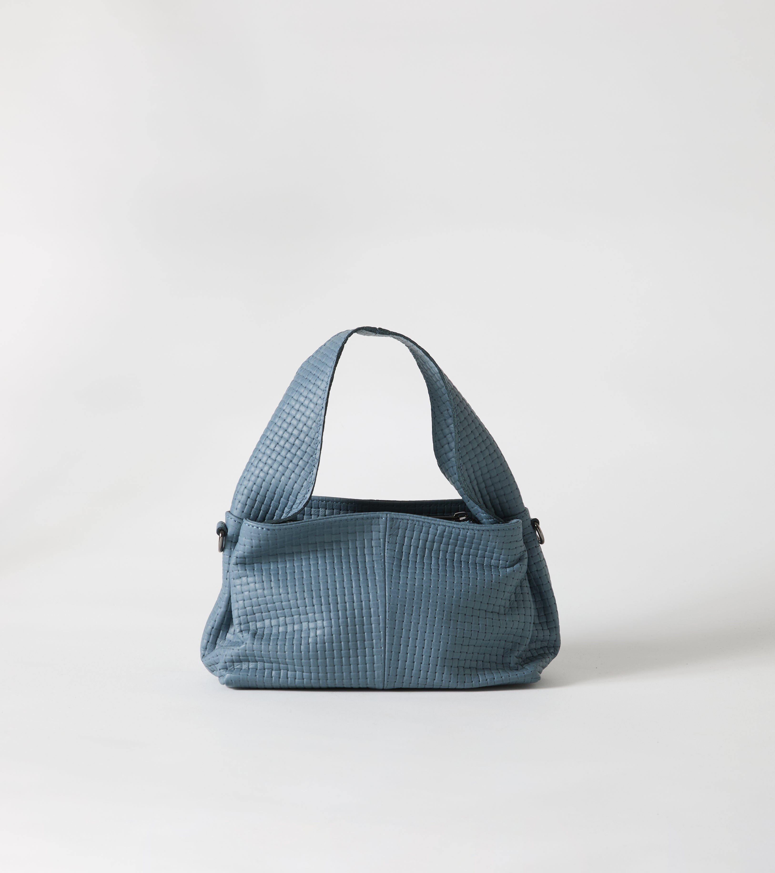 Leather handbag with shoulder strap