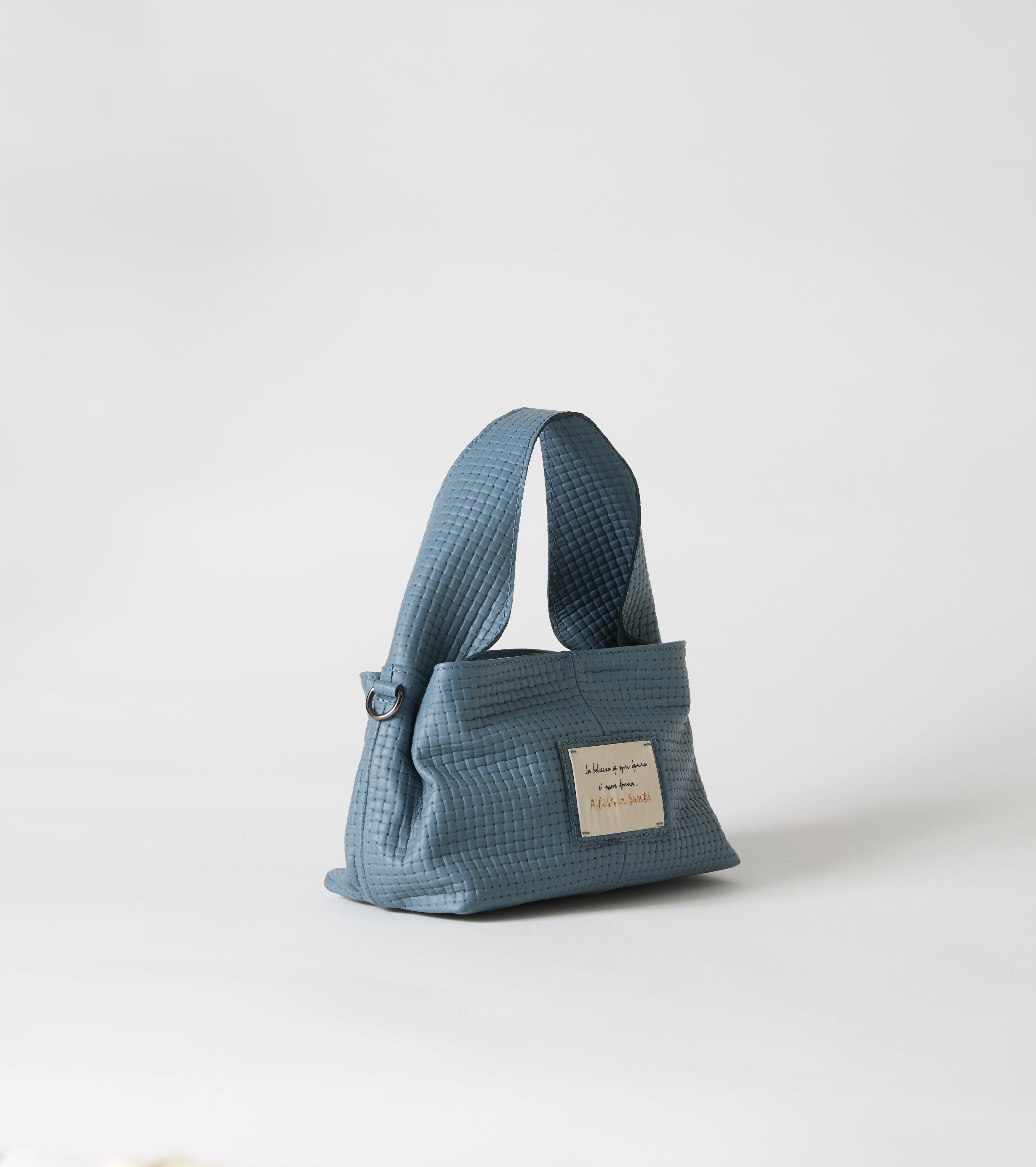 Leather handbag with shoulder strap