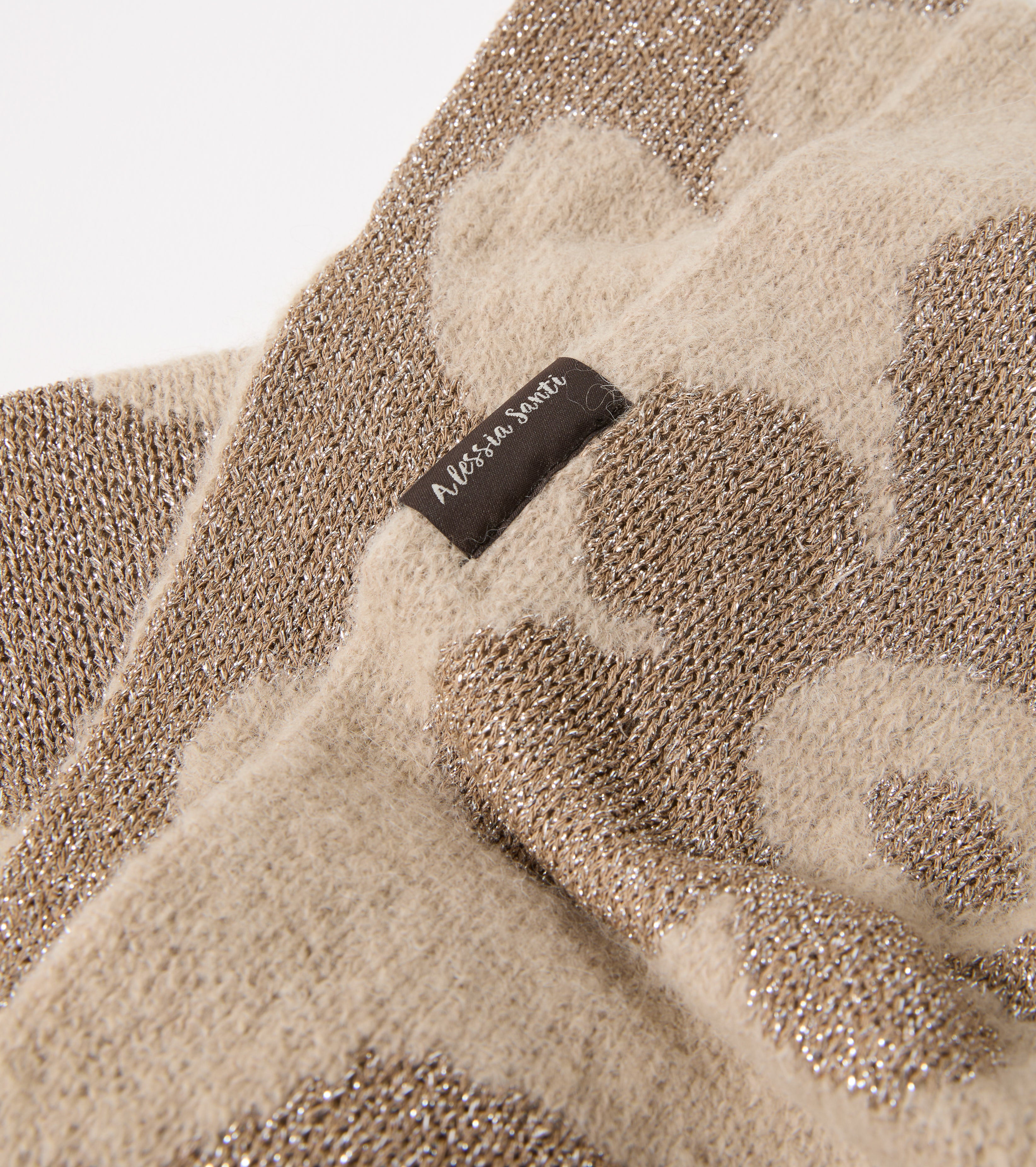 Jacquard-tørklæde i uld og alpaca