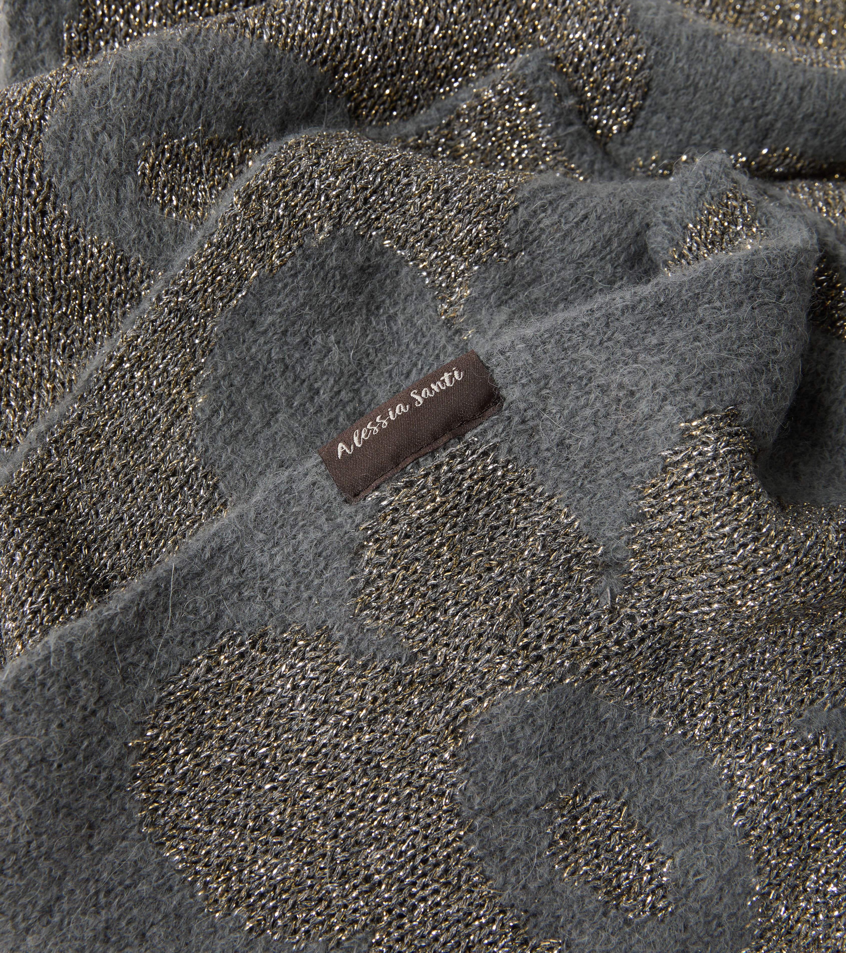 Jacquard-tørklæde i uld og alpaca