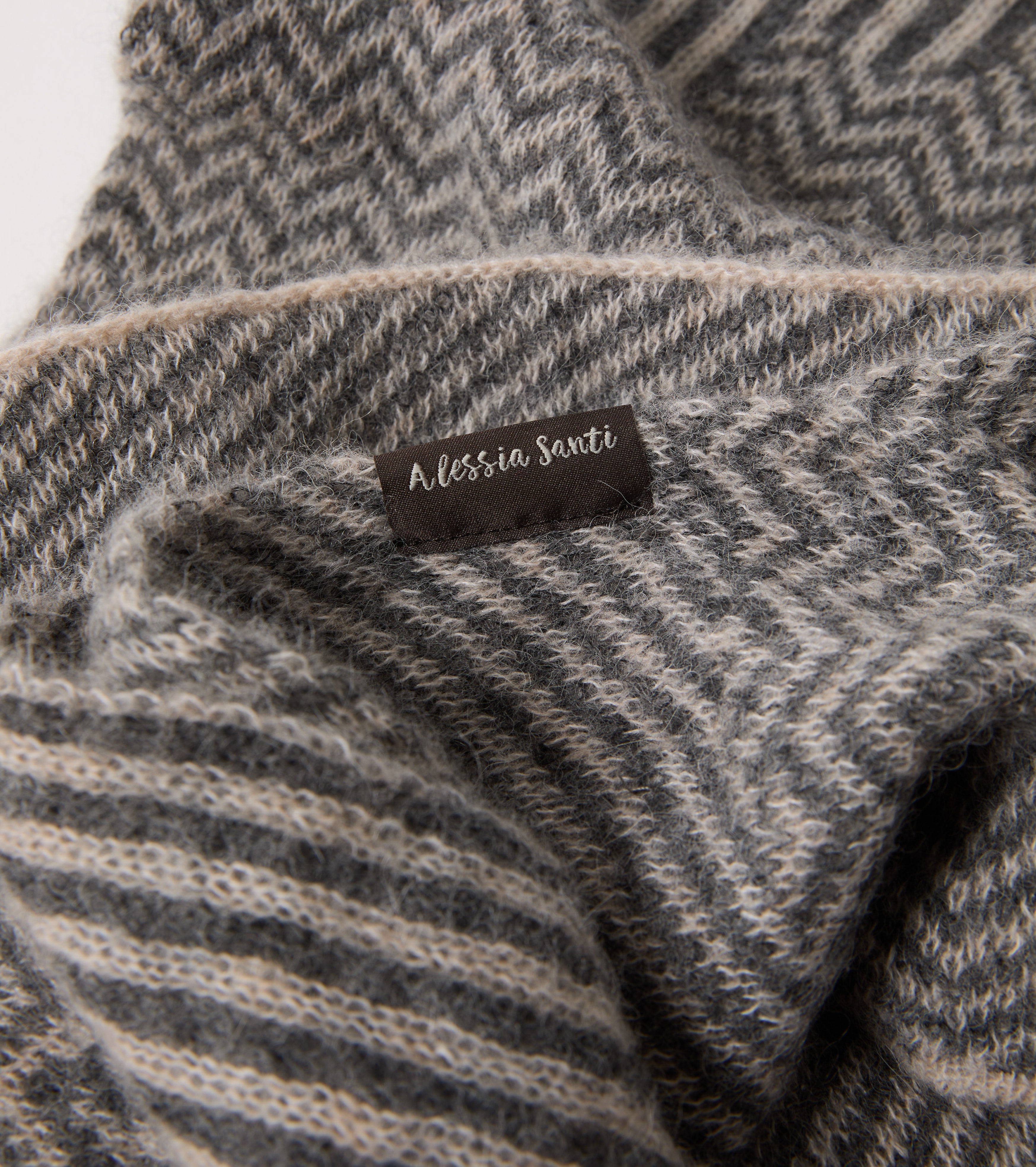 Jacquard-tørklæde i uldblanding