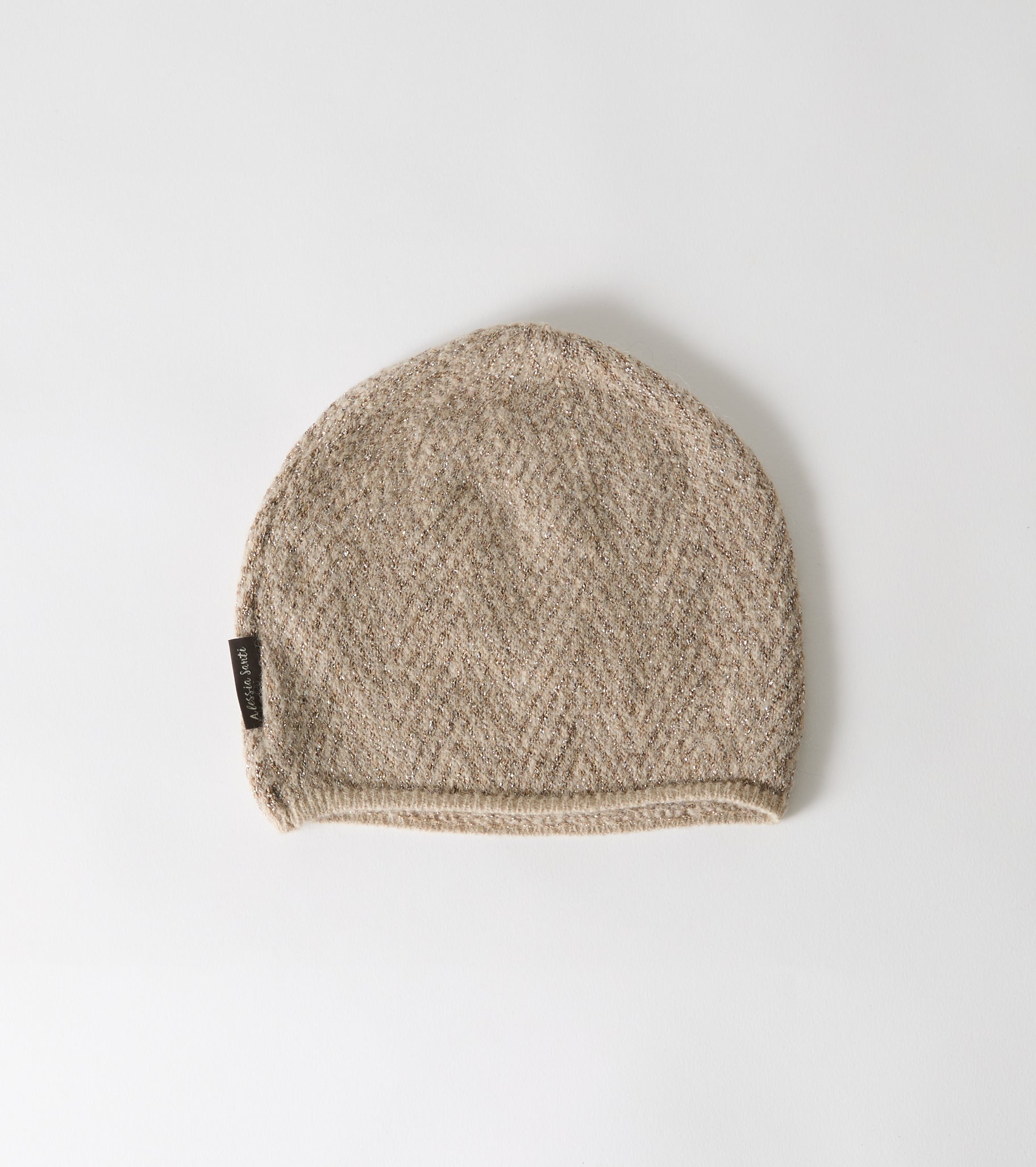 Berretto beanie in filato di lana e lurex