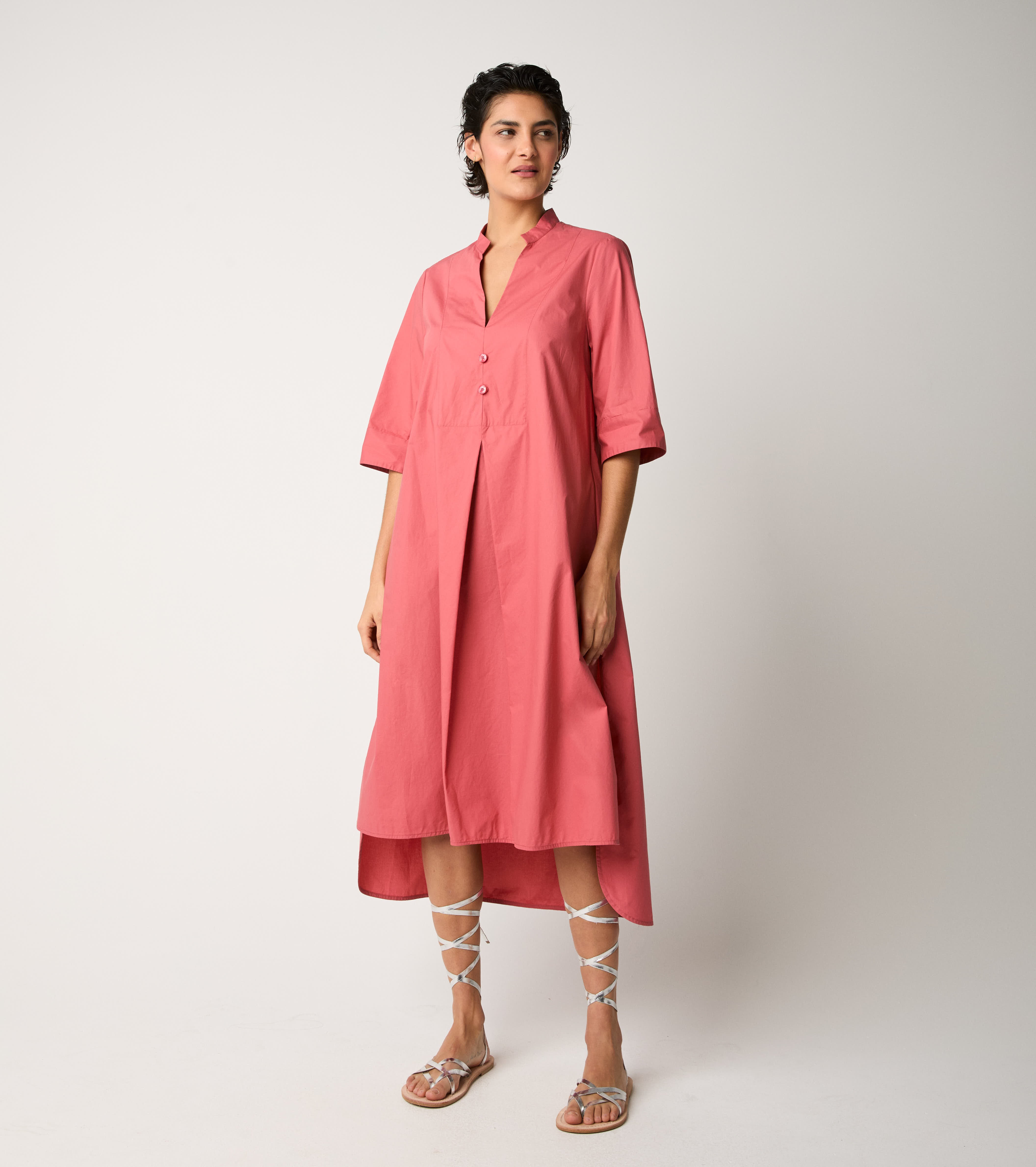 V-neck cotton dress in ombre