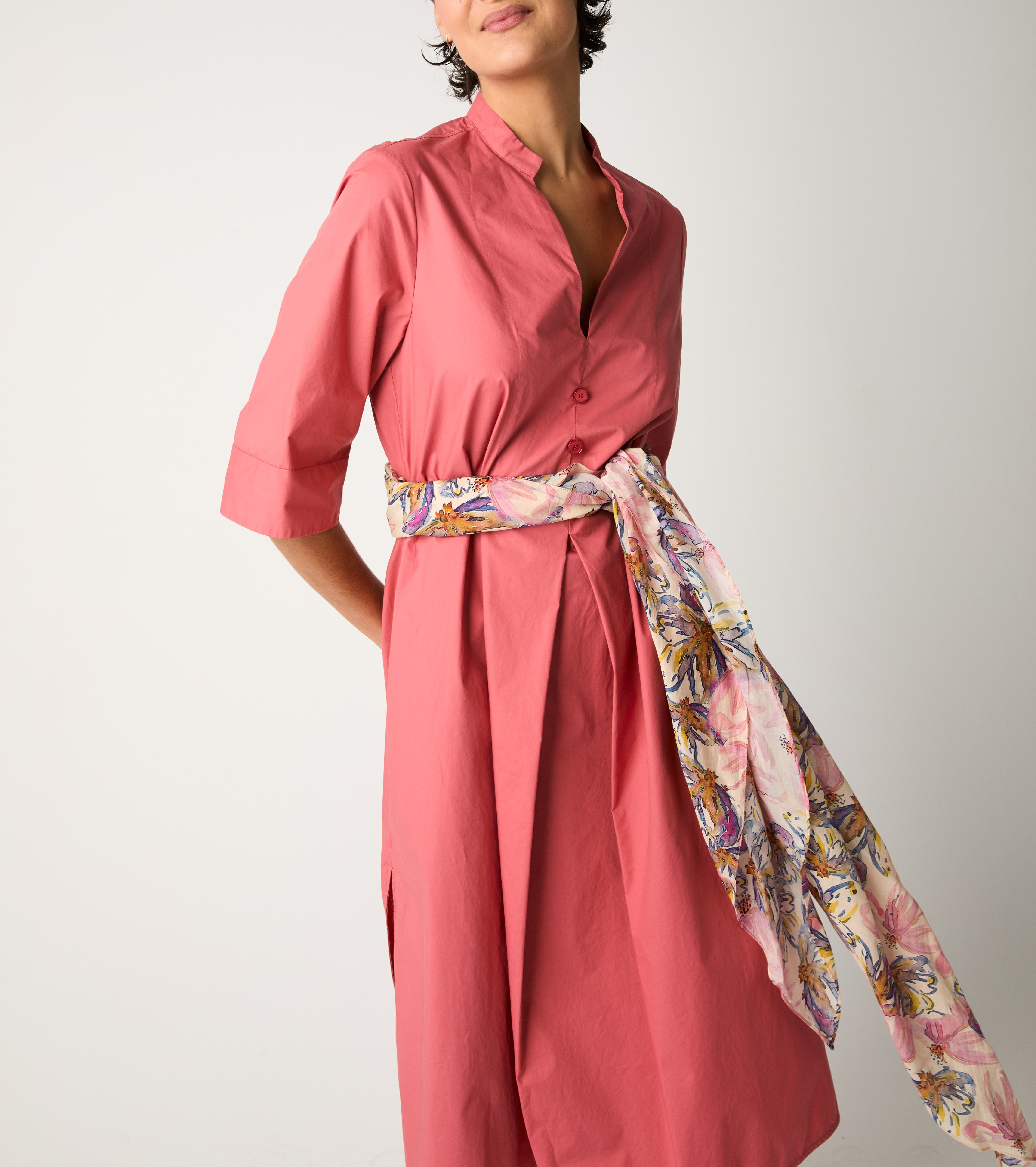 V-neck cotton dress in ombre