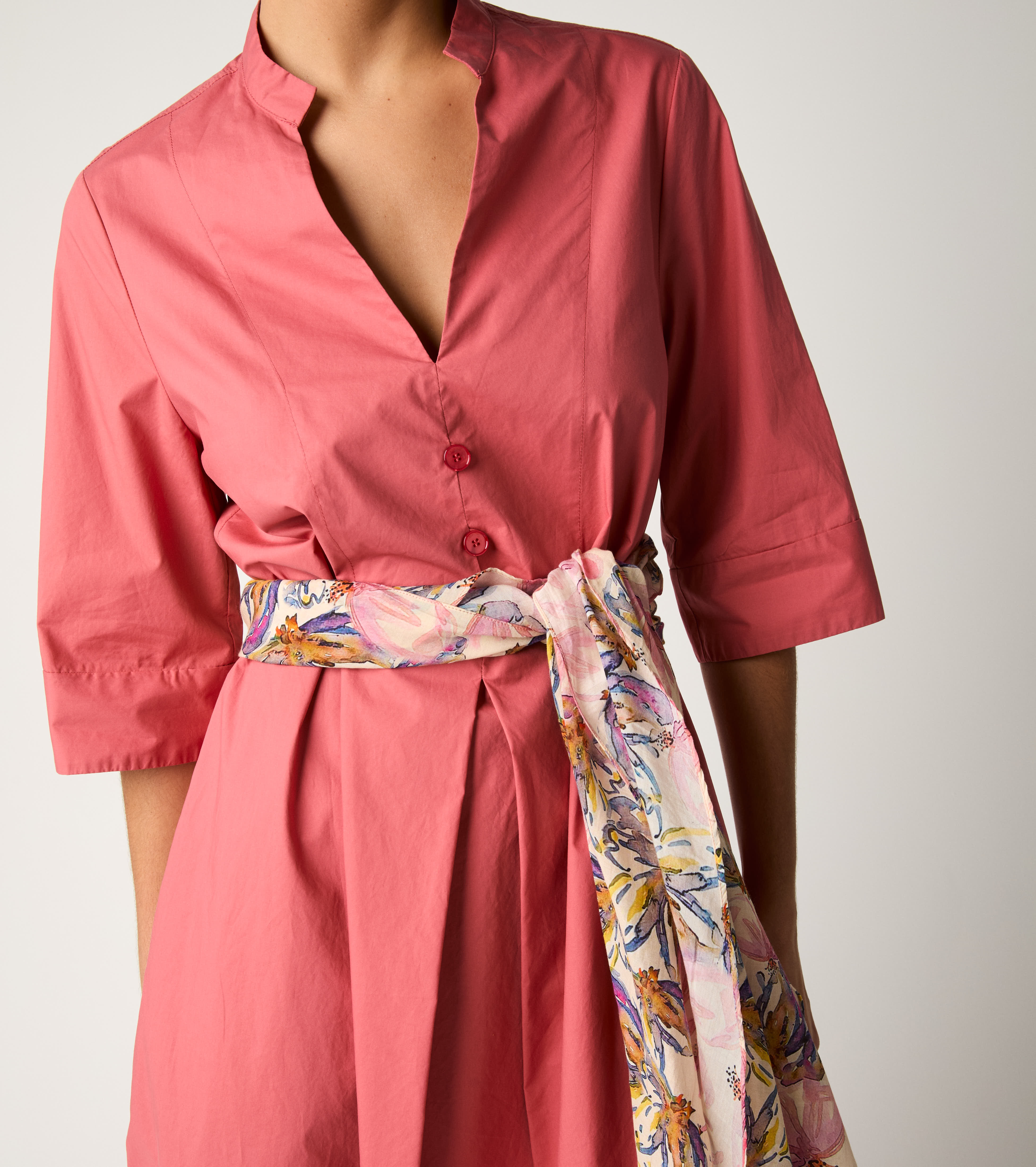 V-neck cotton dress in ombre