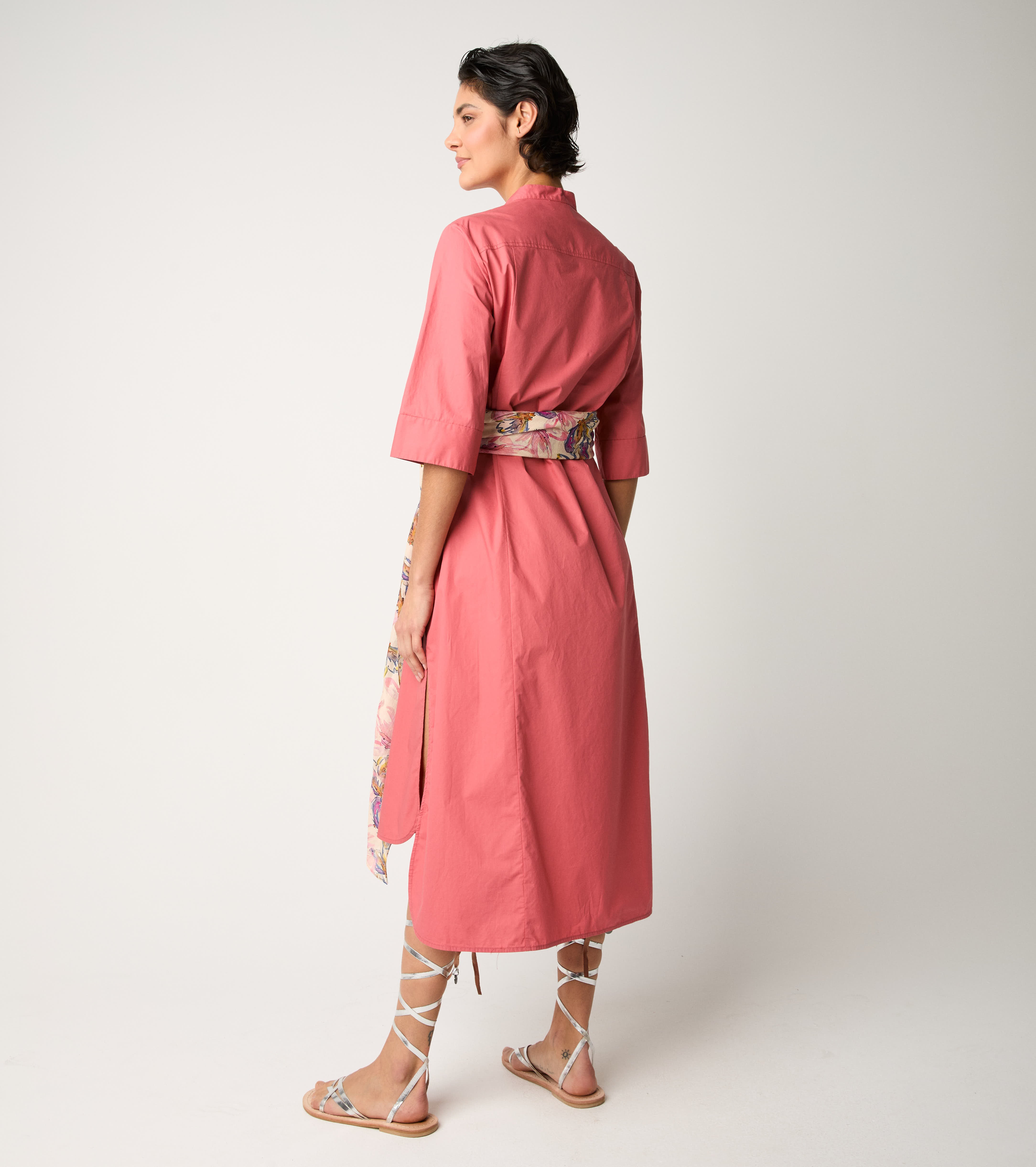 V-neck cotton dress in ombre