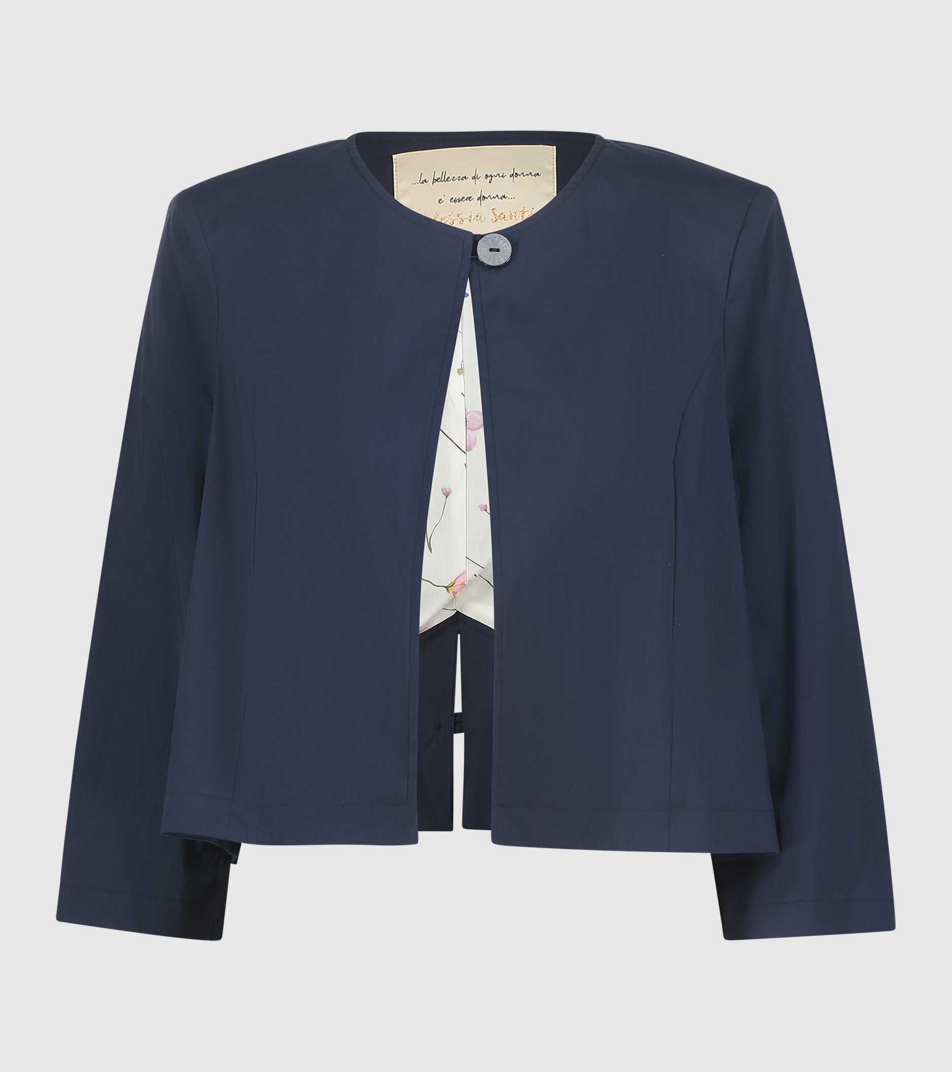 Giacca cropped con maniche a tre quarti blu