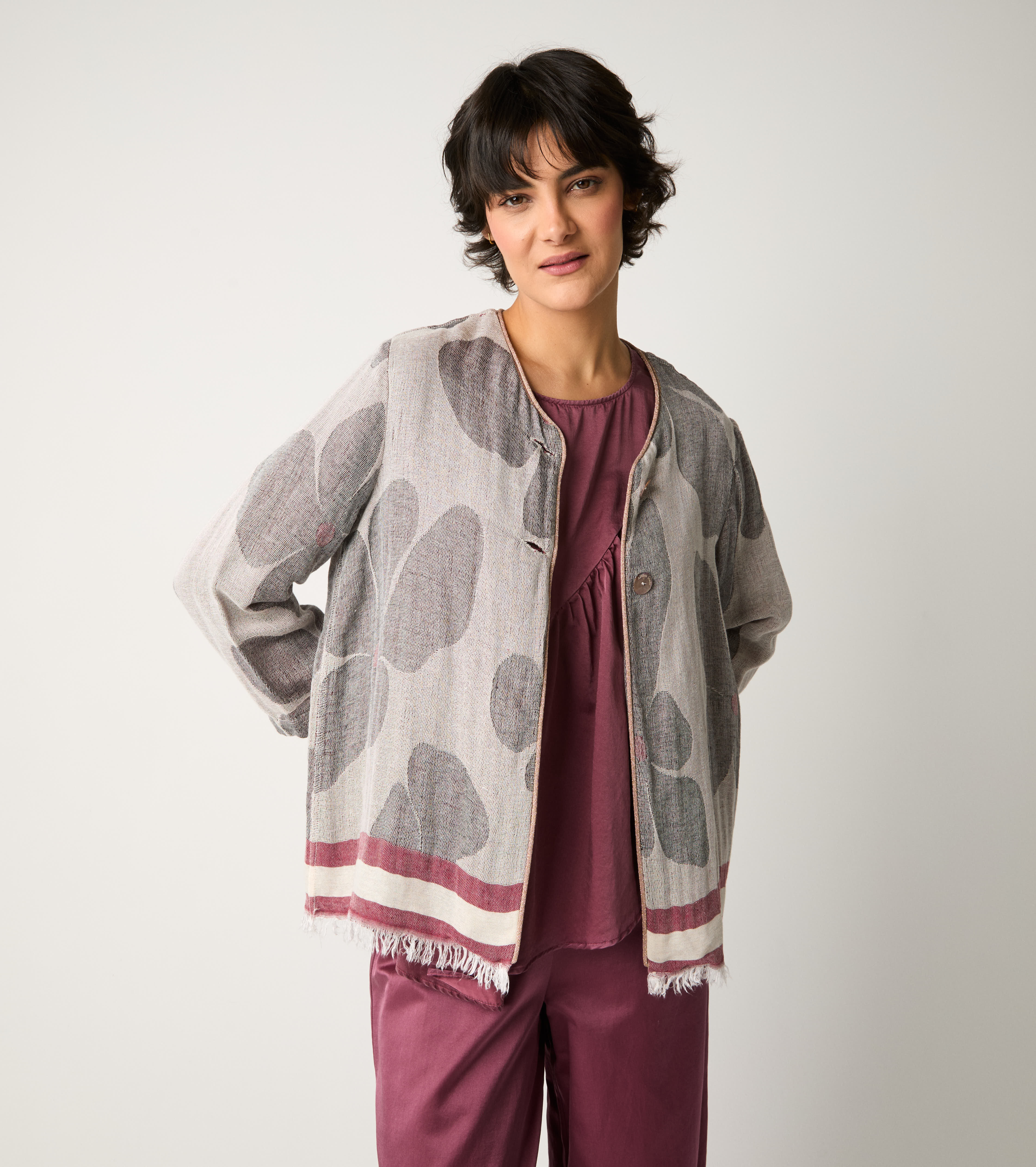 Sand cotton jacquard jacket