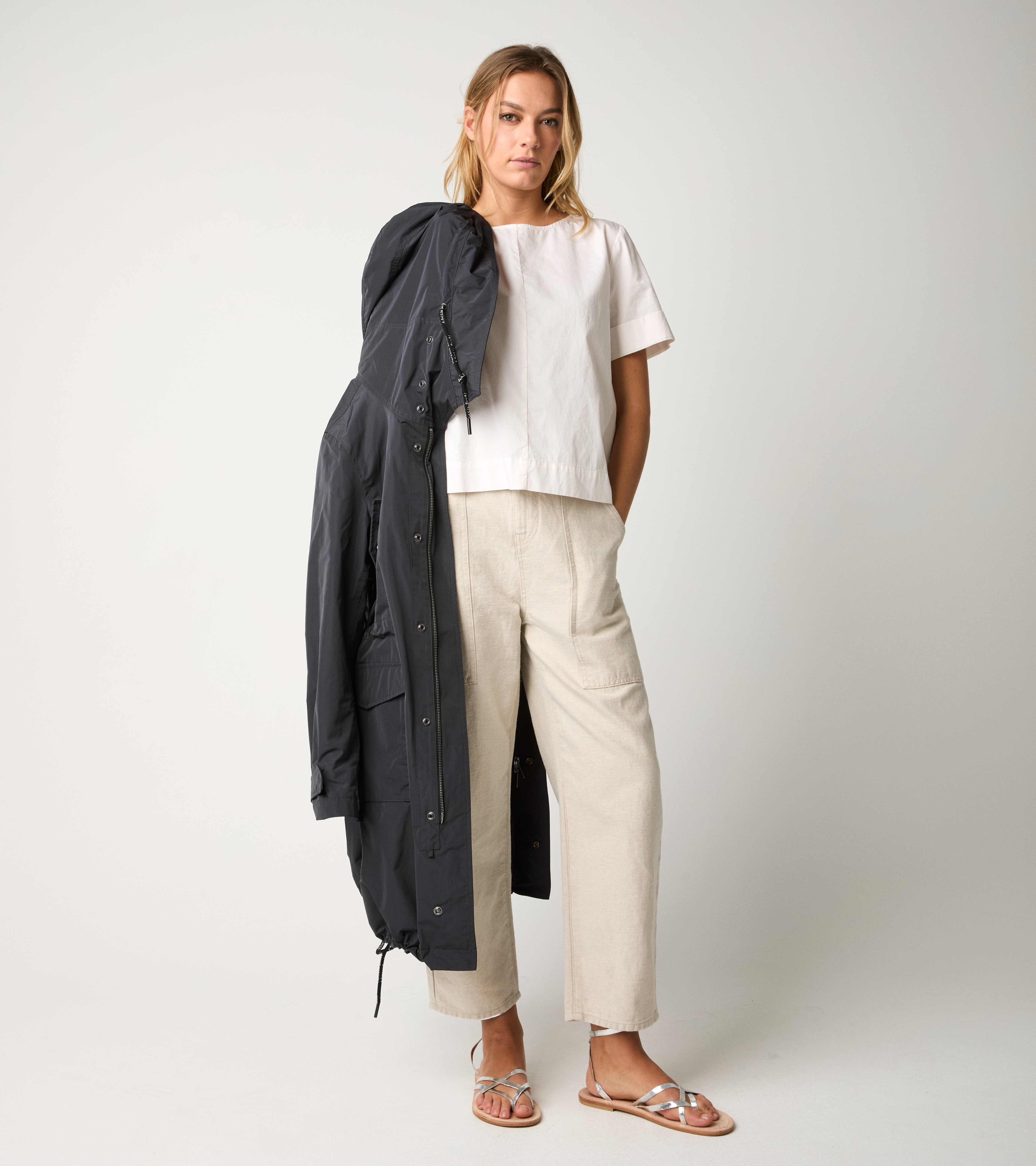 Blusa con maniche corte cipria