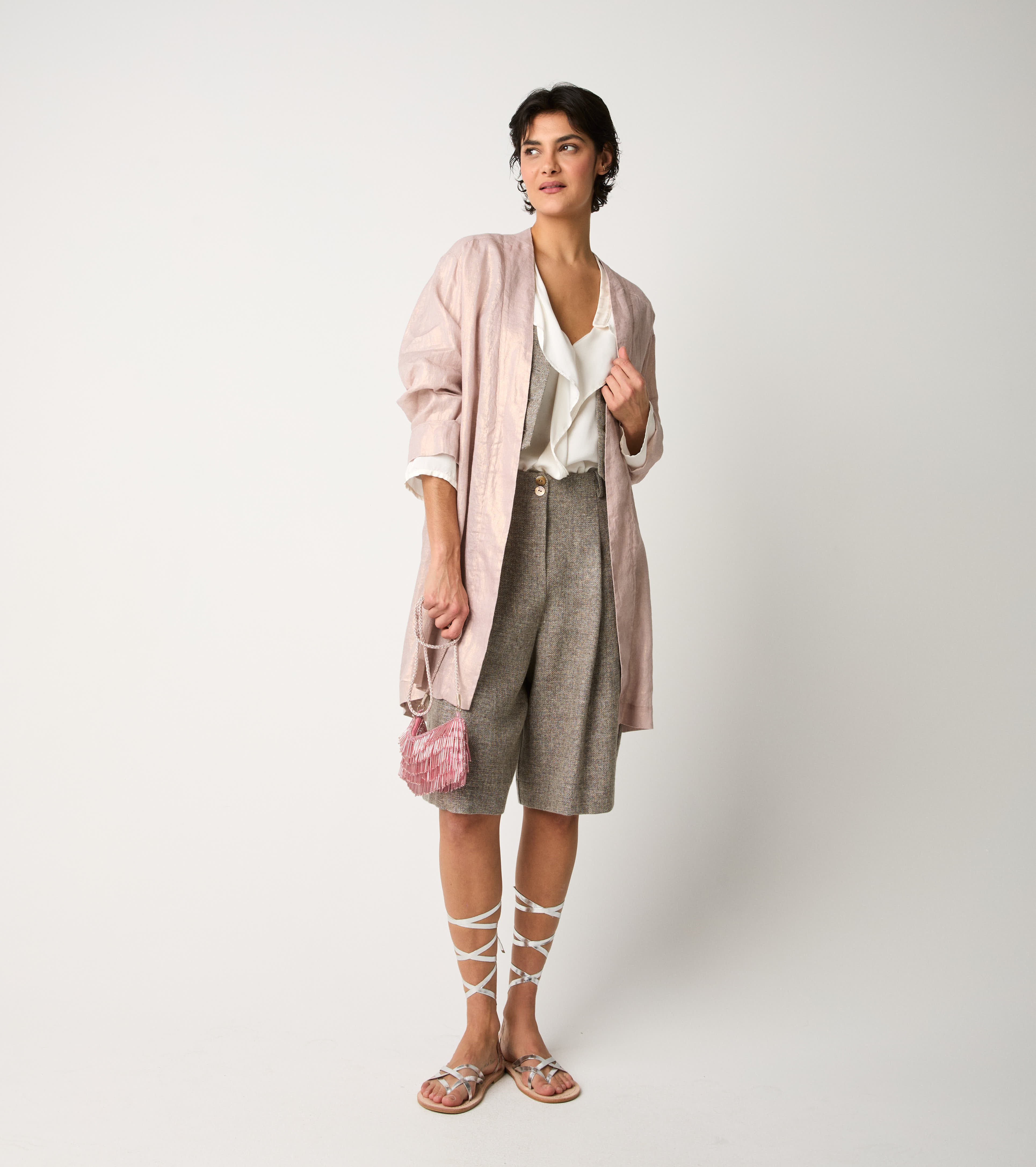 Blusa con volant e maniche lunghe salina