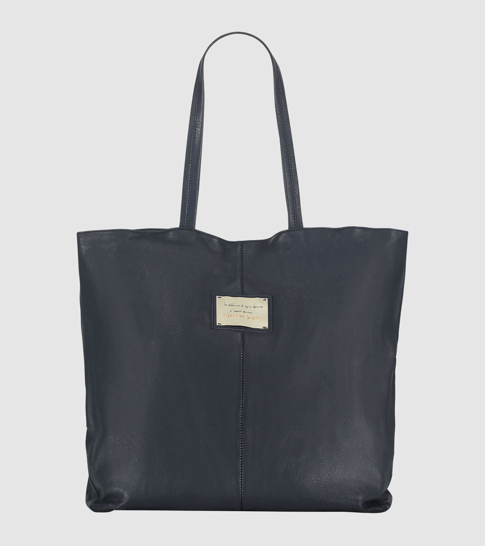 Borsa shopping con patch logata blu