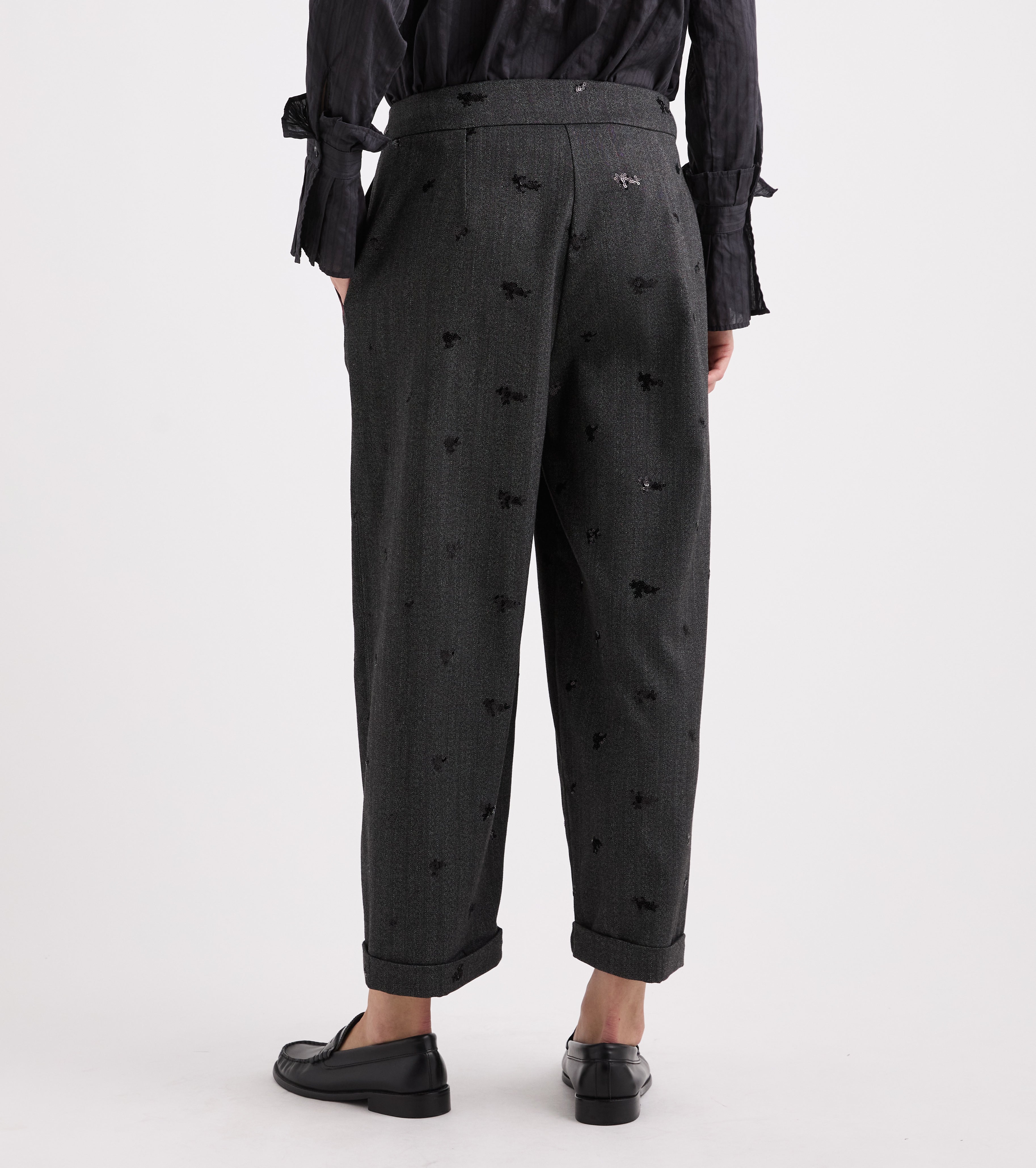 Pantaloni cropped con risvolto blue