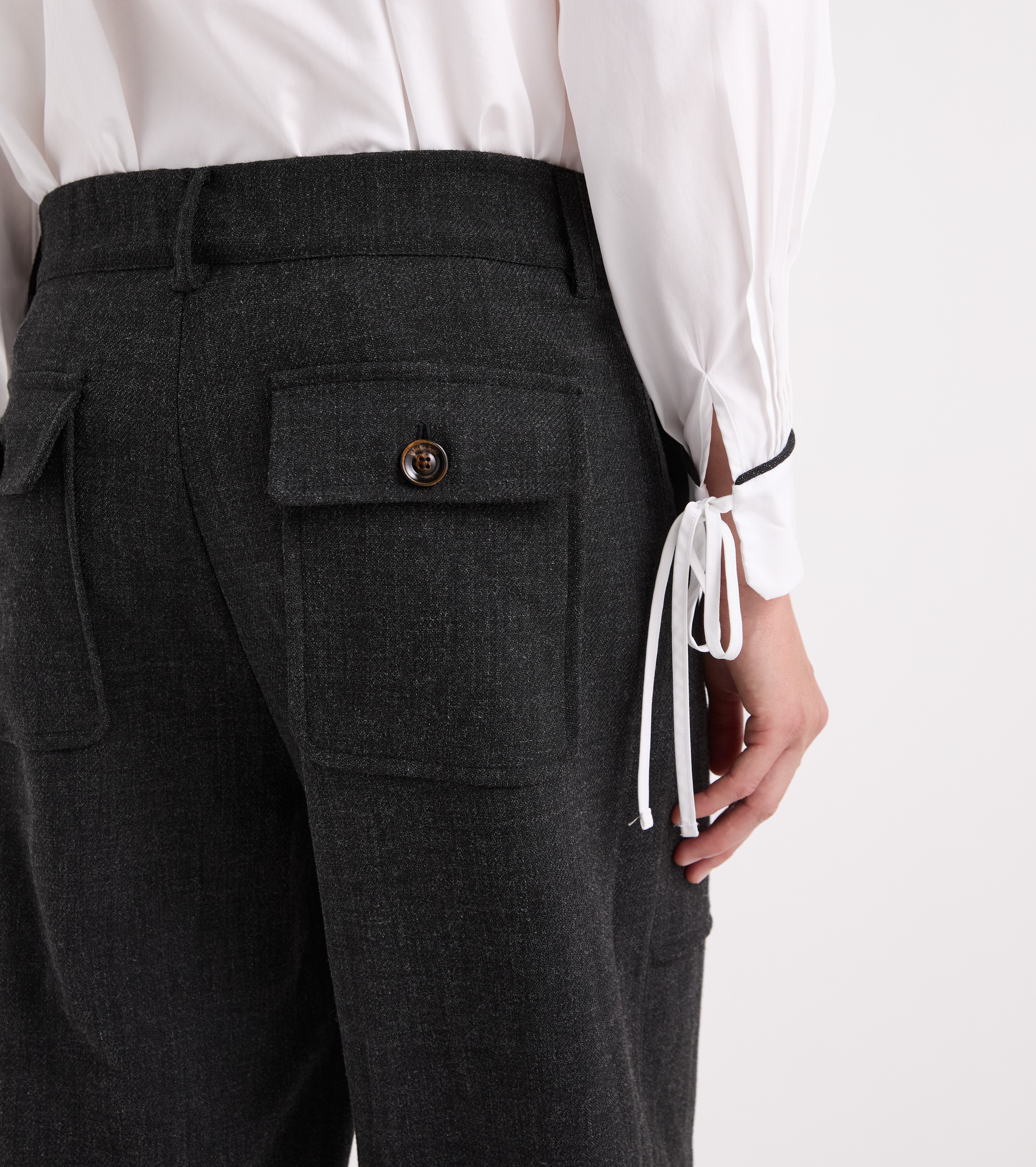 Pantaloni cropped in viscosa stretch navy