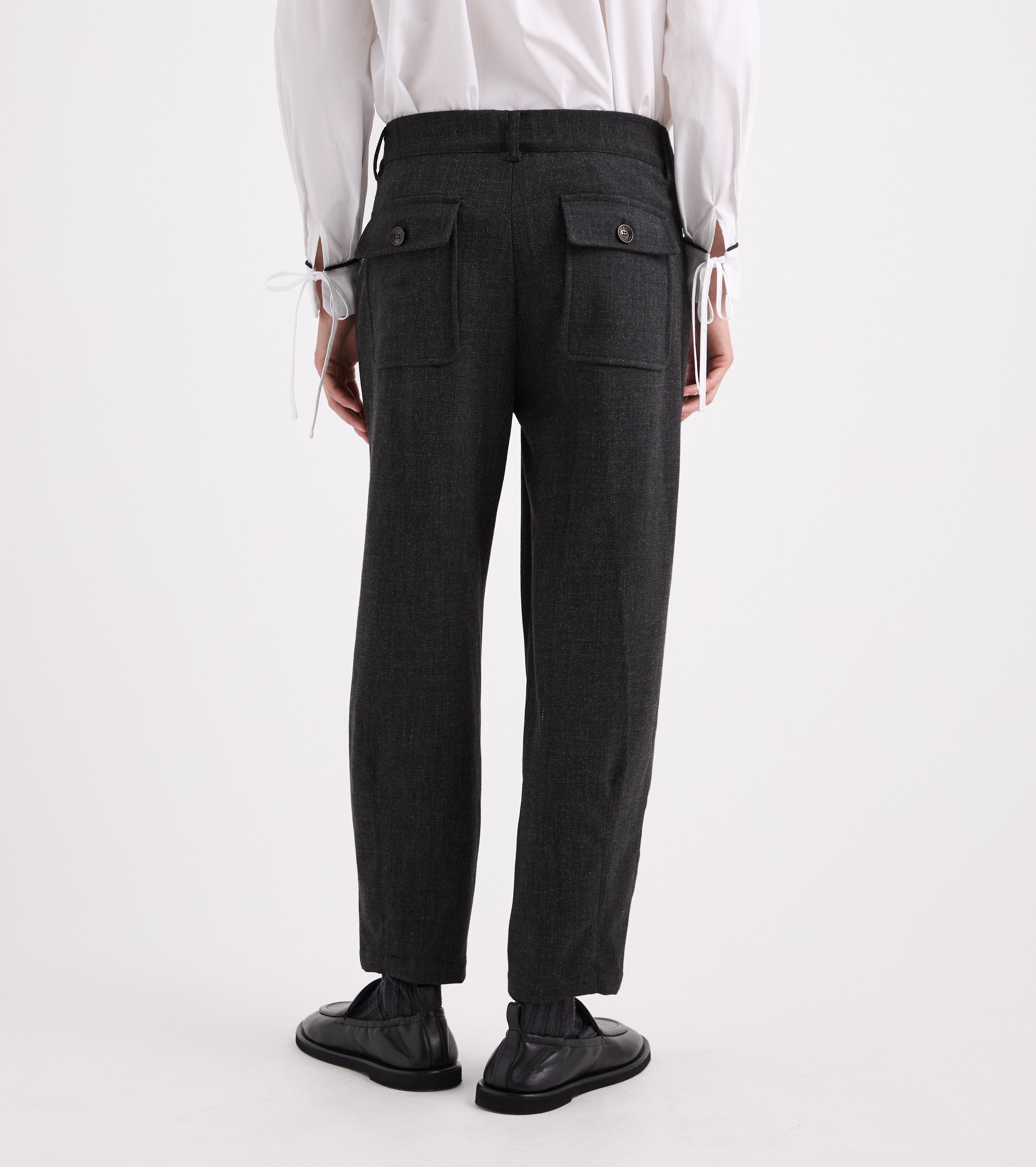 Pantaloni cropped in viscosa stretch navy
