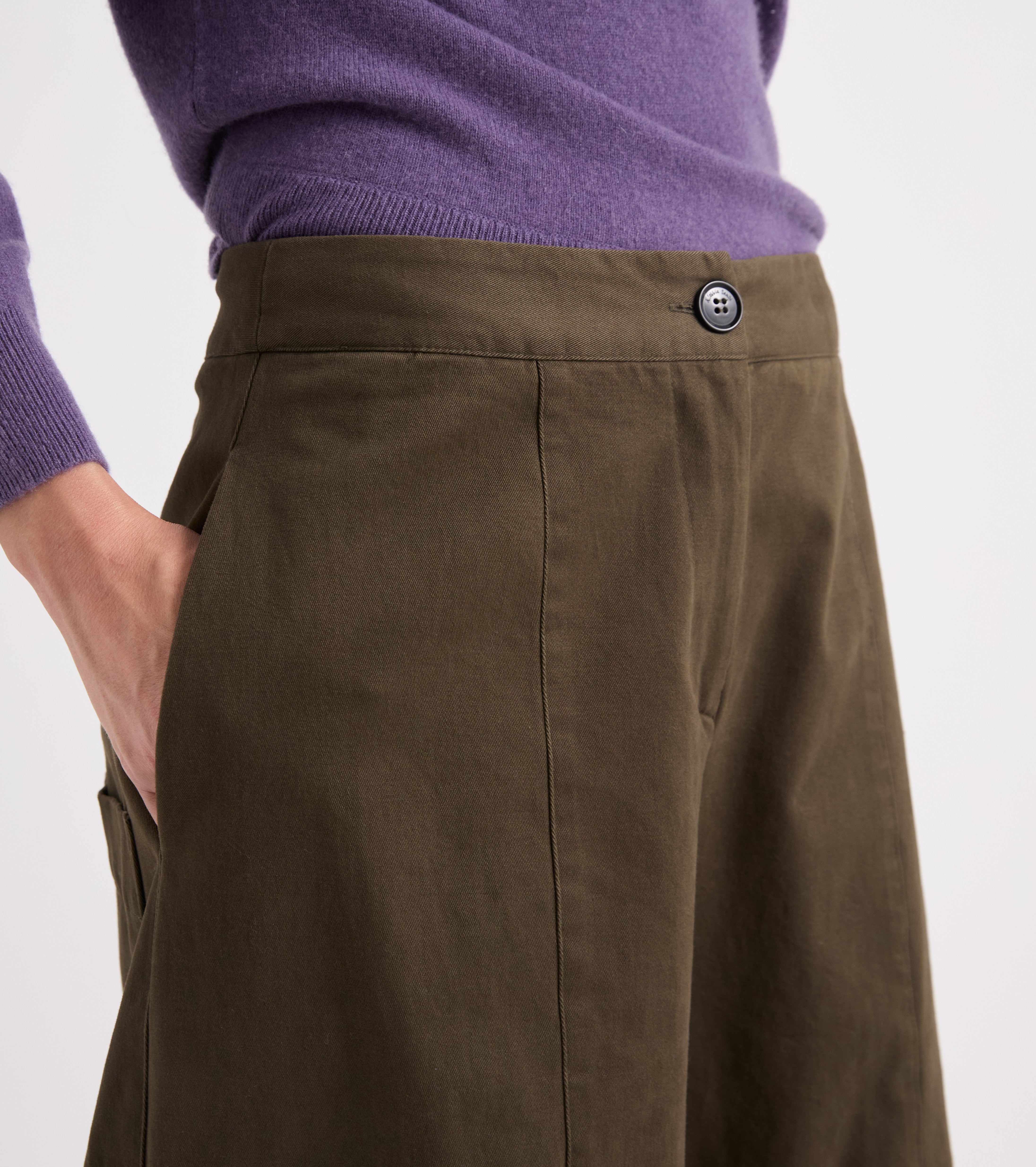 Pantaloni cropped in twill stretch nero