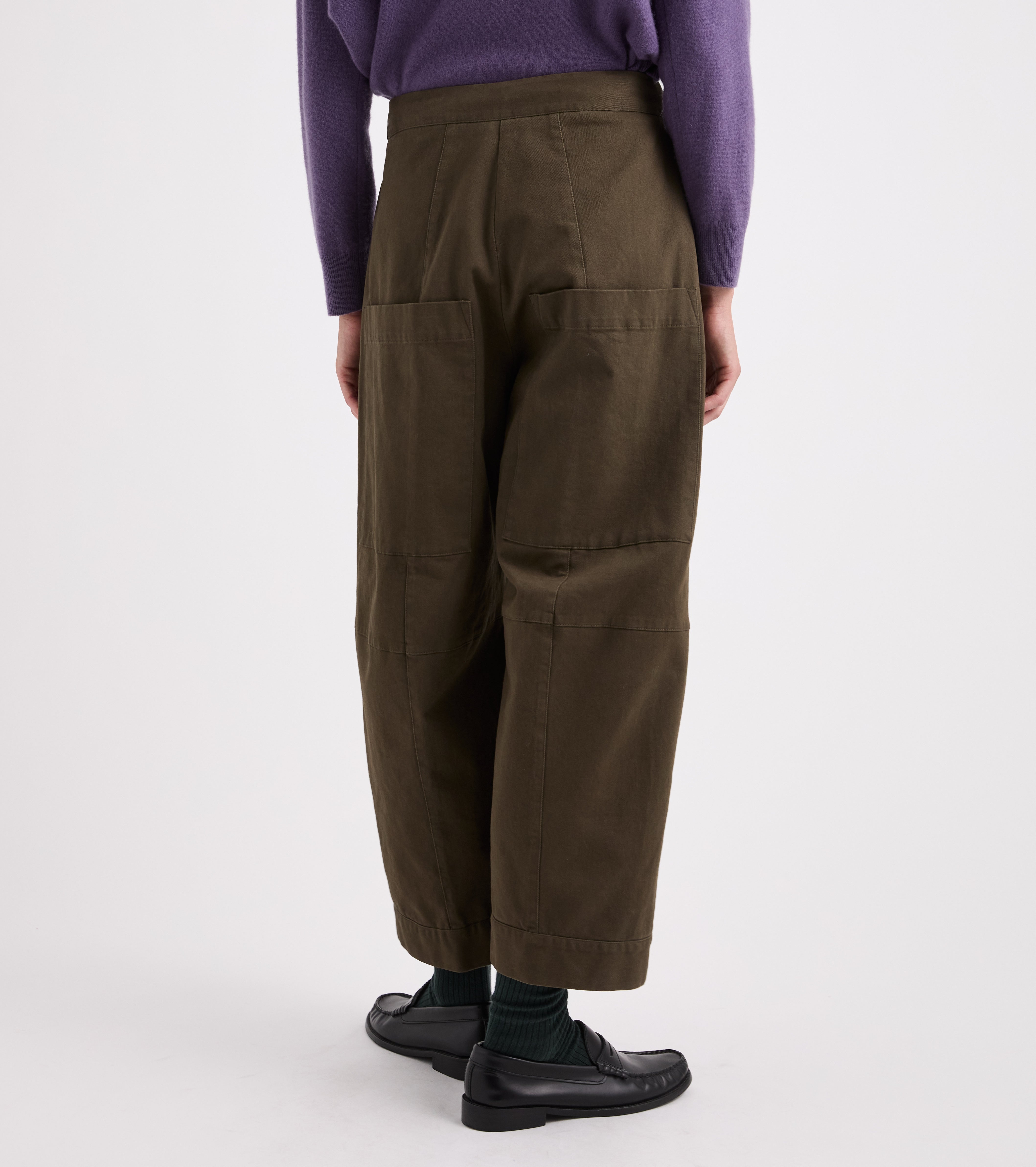 Pantaloni cropped in twill stretch nero