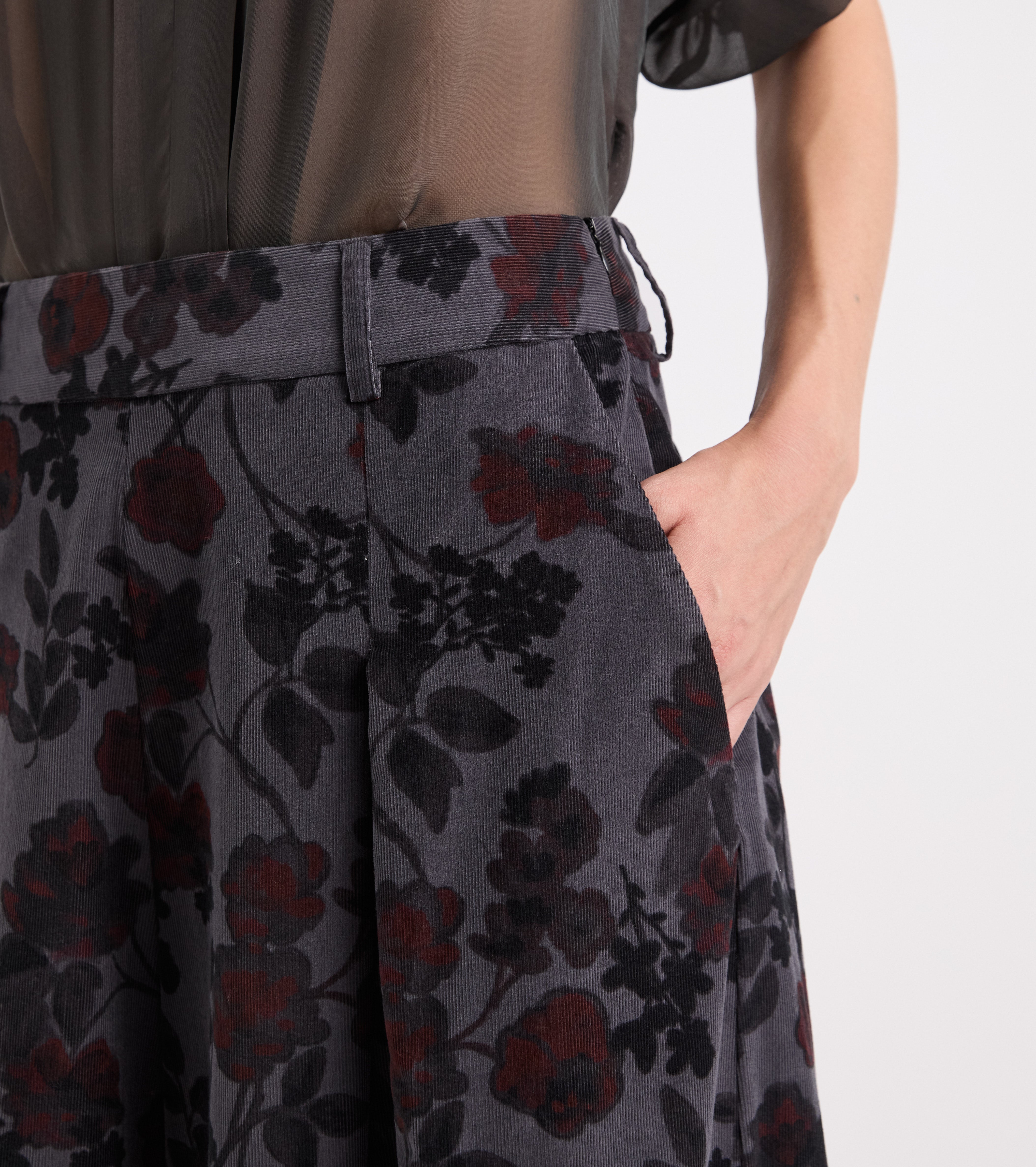 Pantaloni a palazzo in cotone stampato multicolor