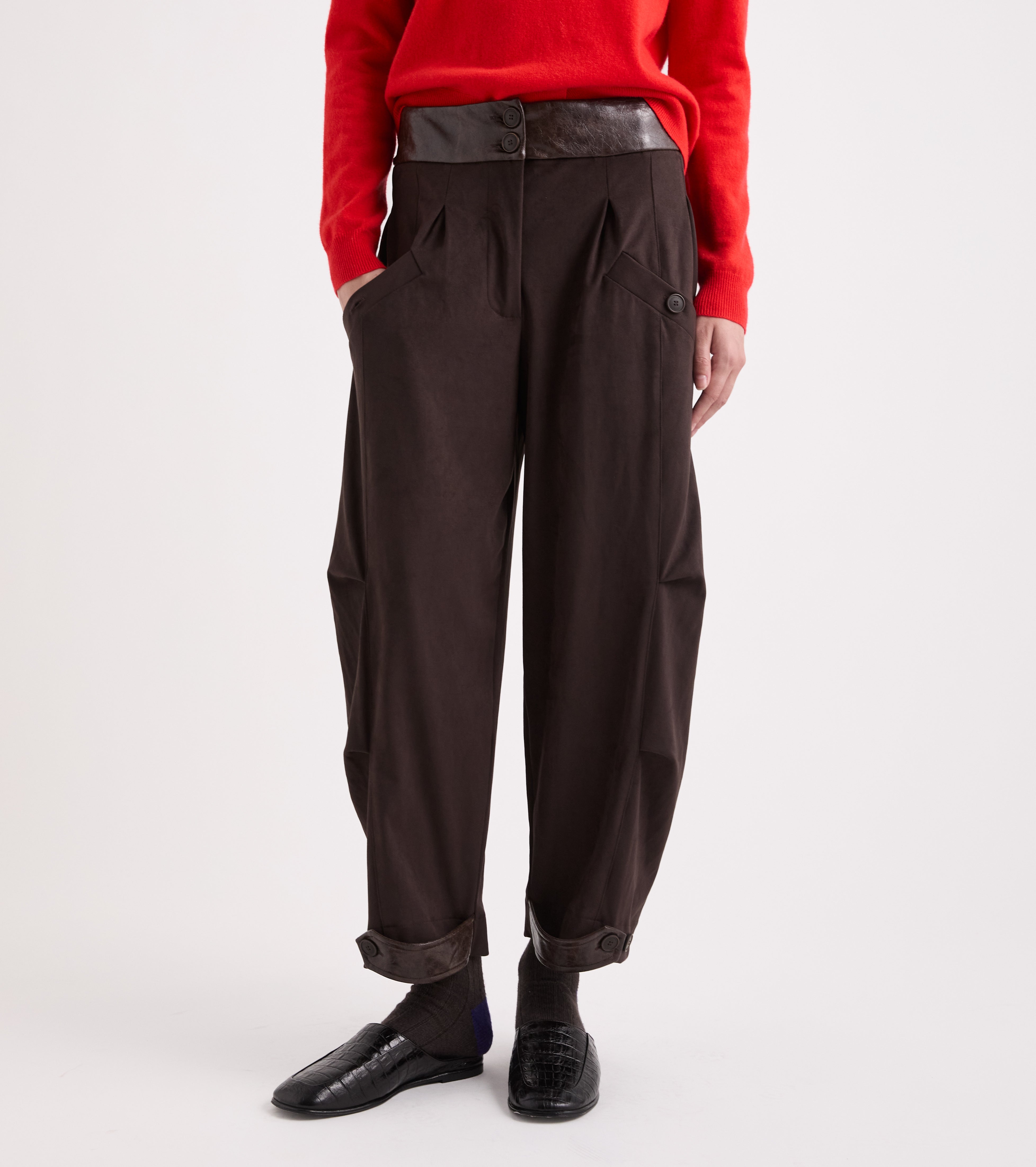 Pantaloni balloon con pinces multicolor