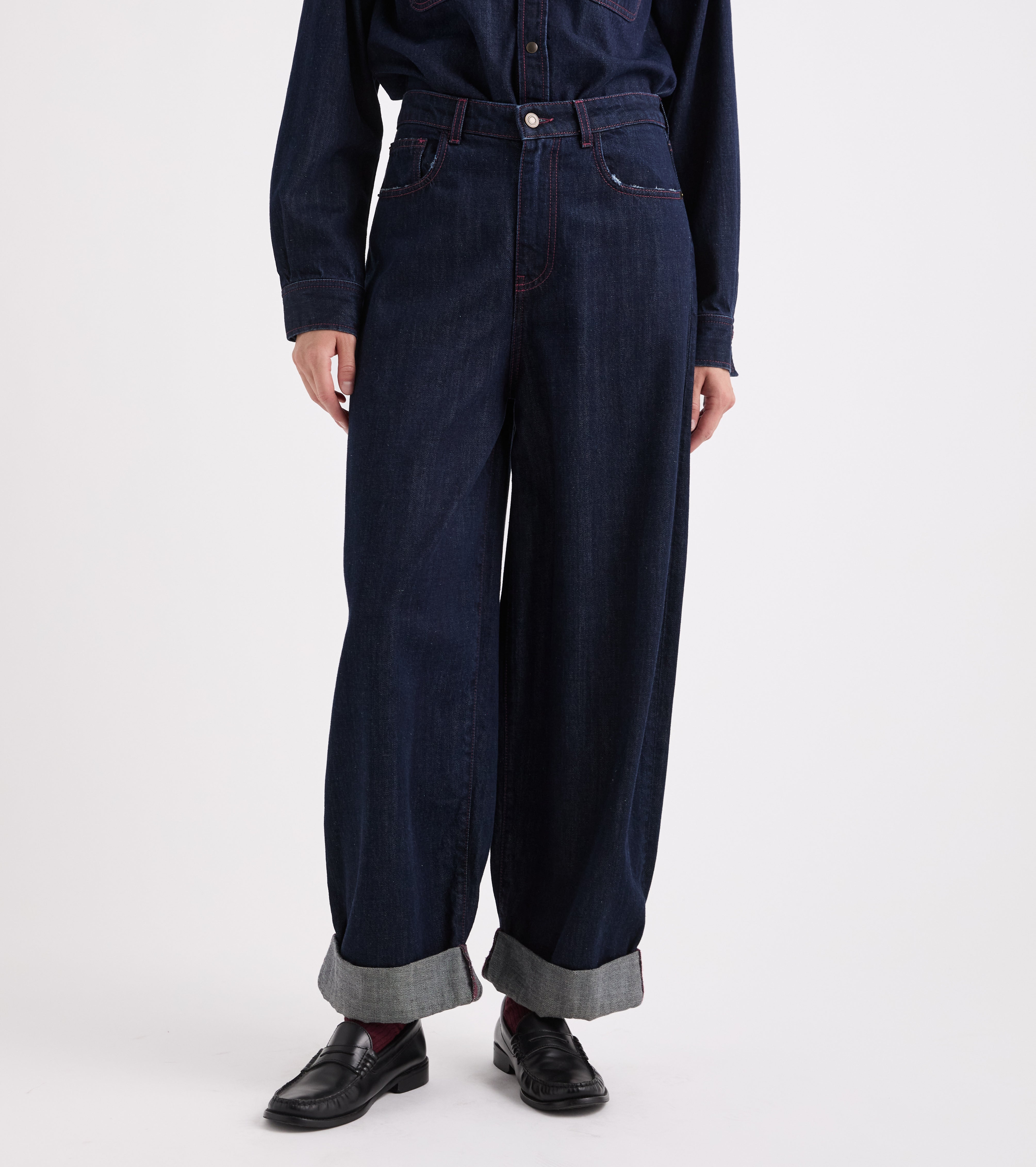 Jeans wide leg in cotone multicolor
