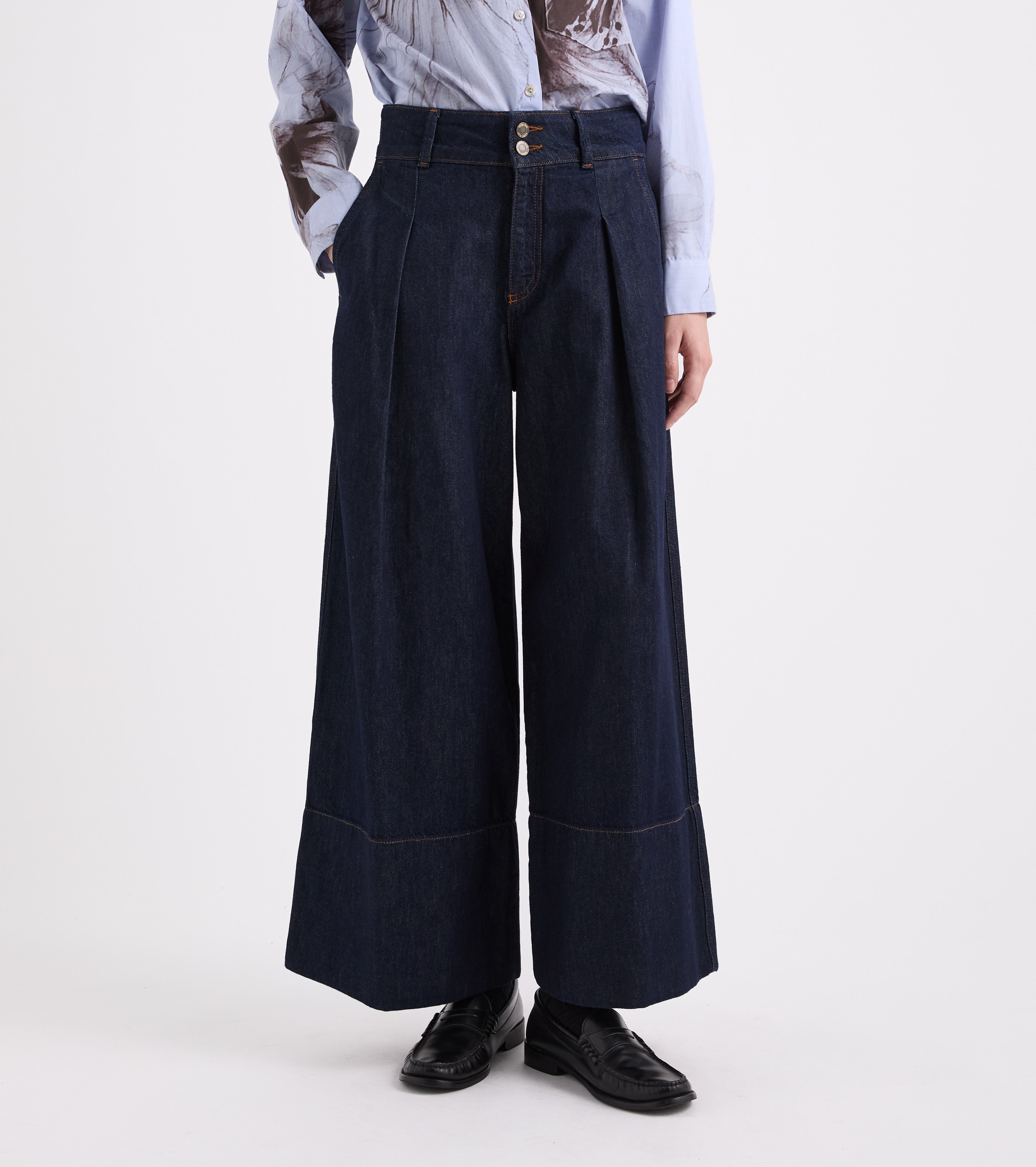 Jeans a palazzo in cotone nero