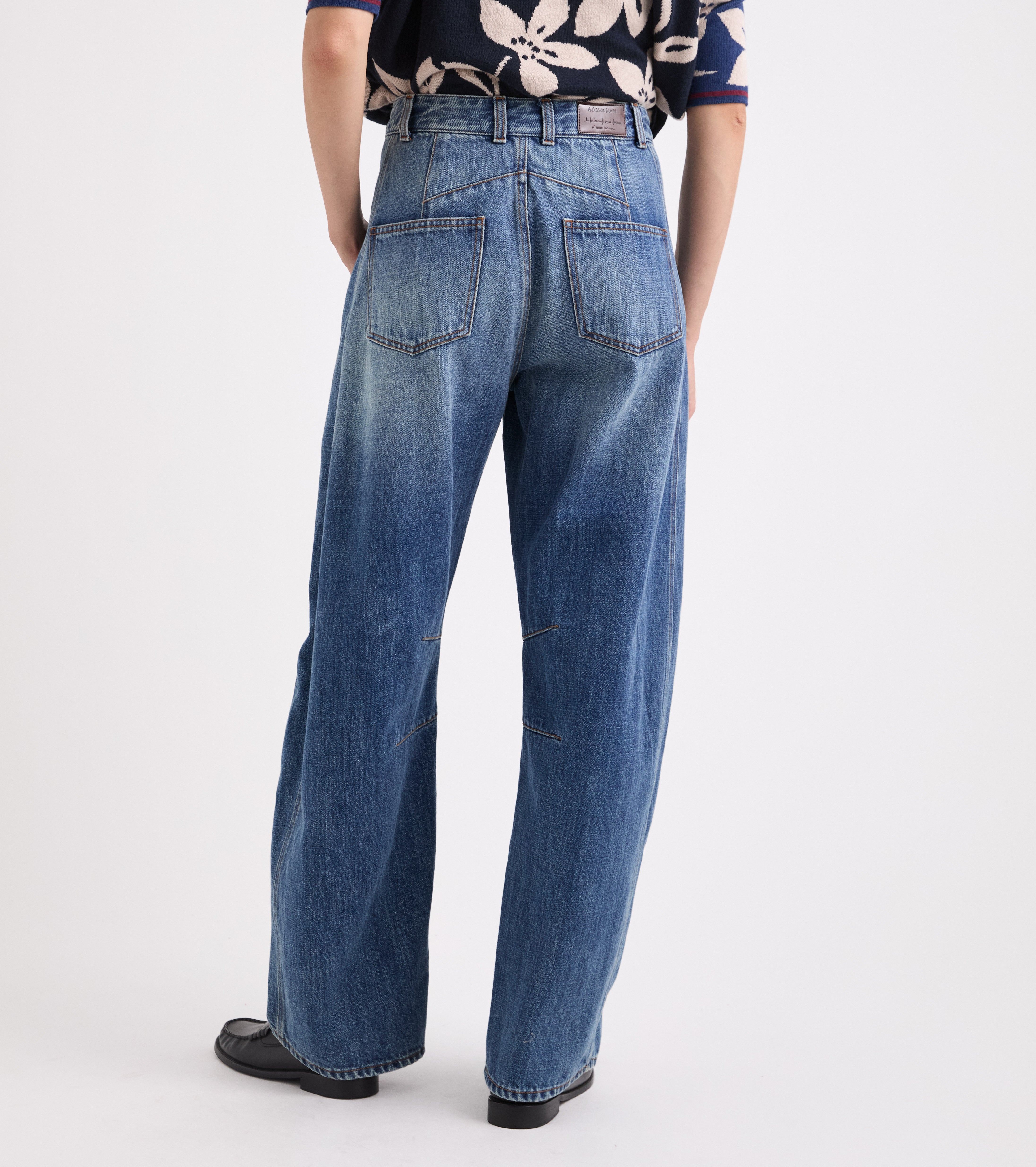 Jeans in denim di cotone effetto used marrone