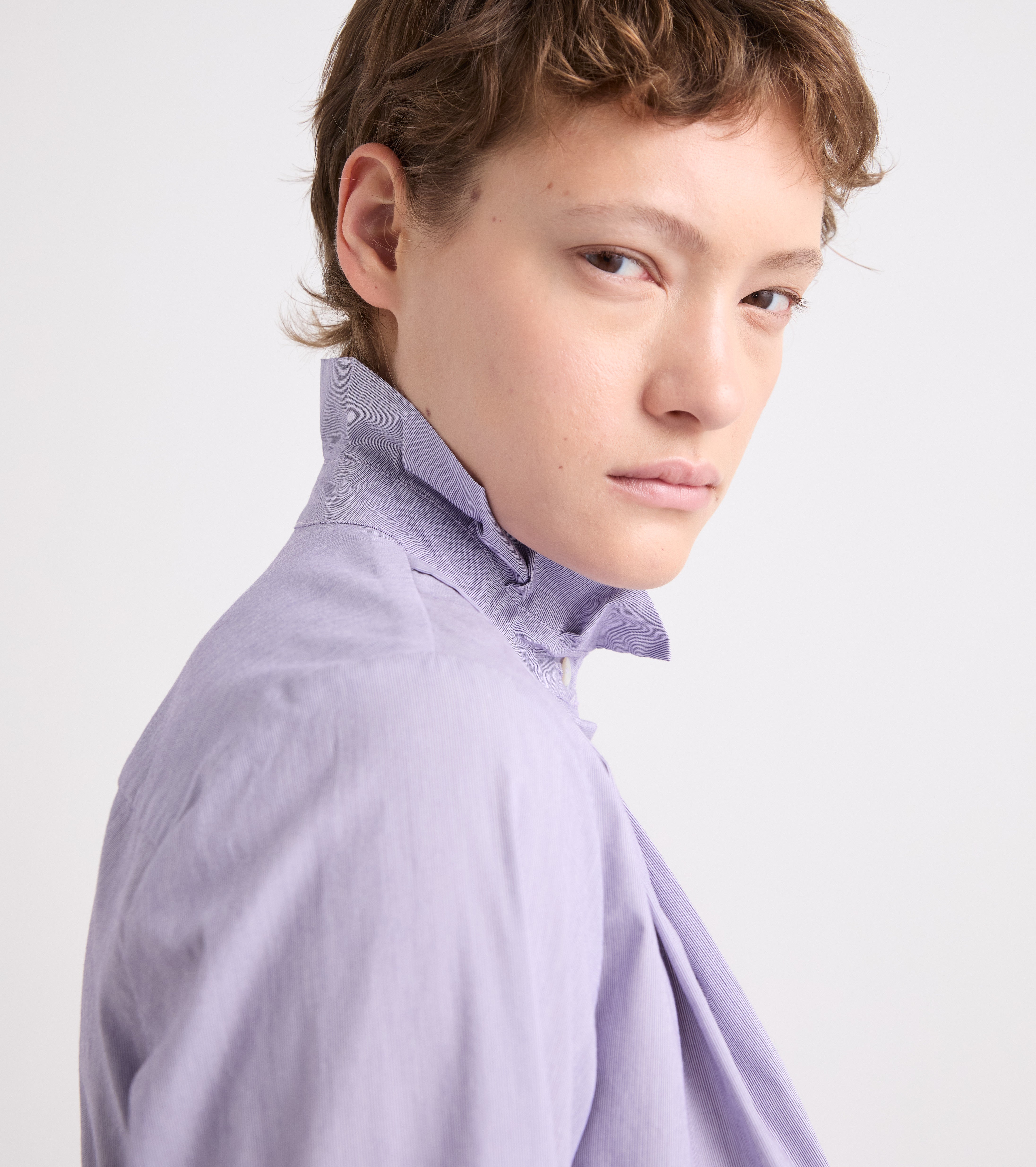 Camicia stretch con collo alto nero