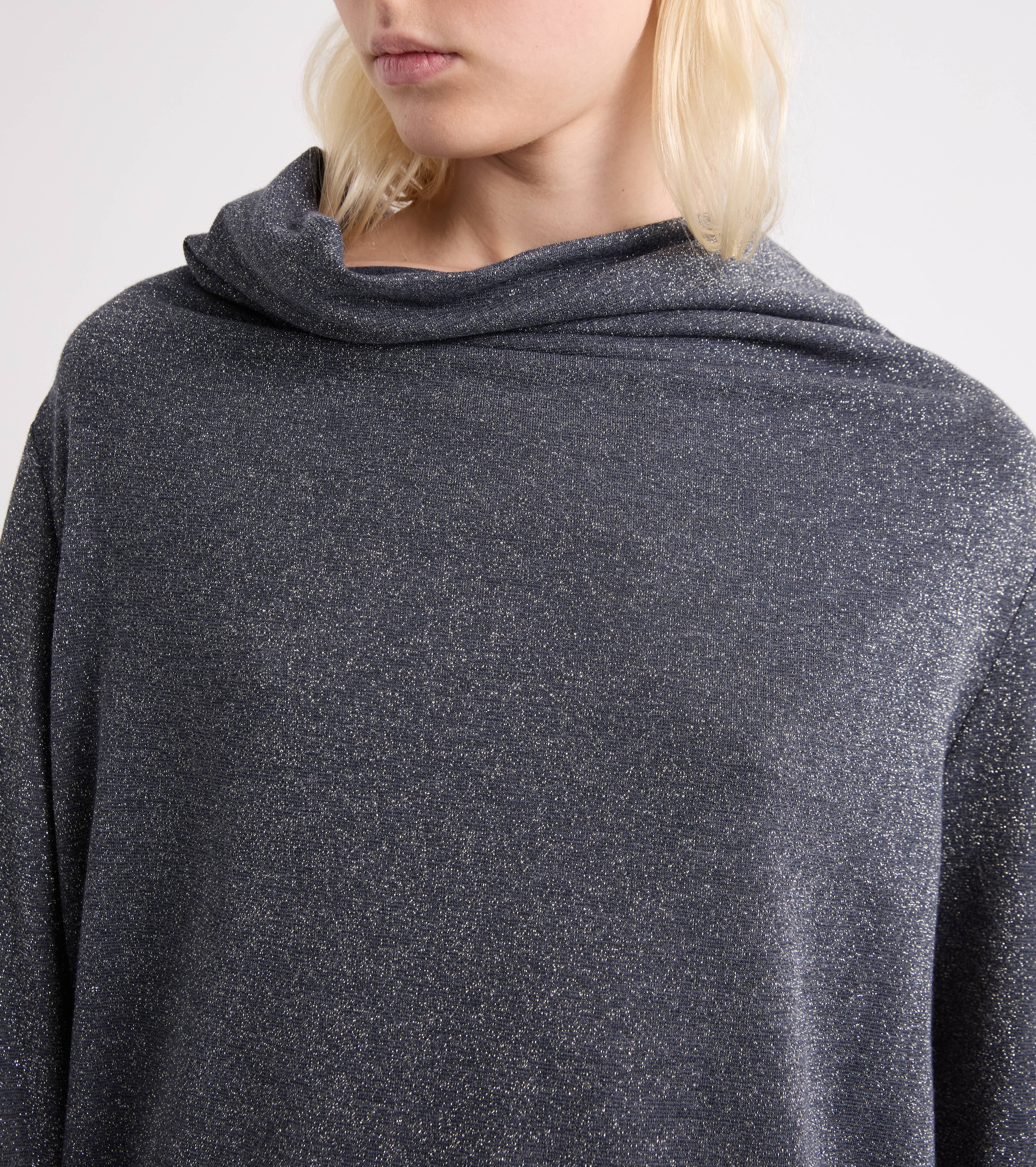 T-shirt stretch con collo alto nero