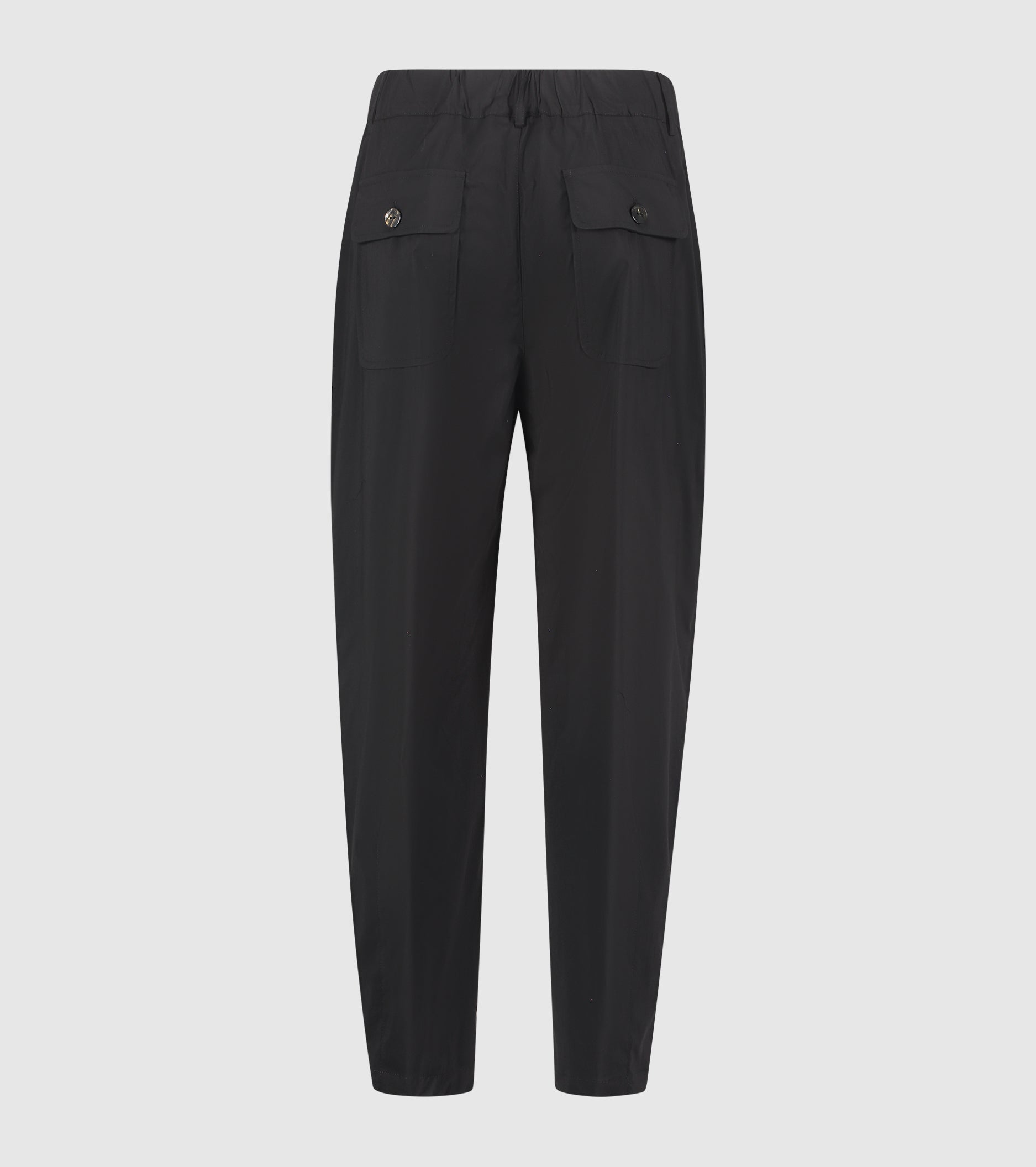 Black stretch cotton cropped trousers