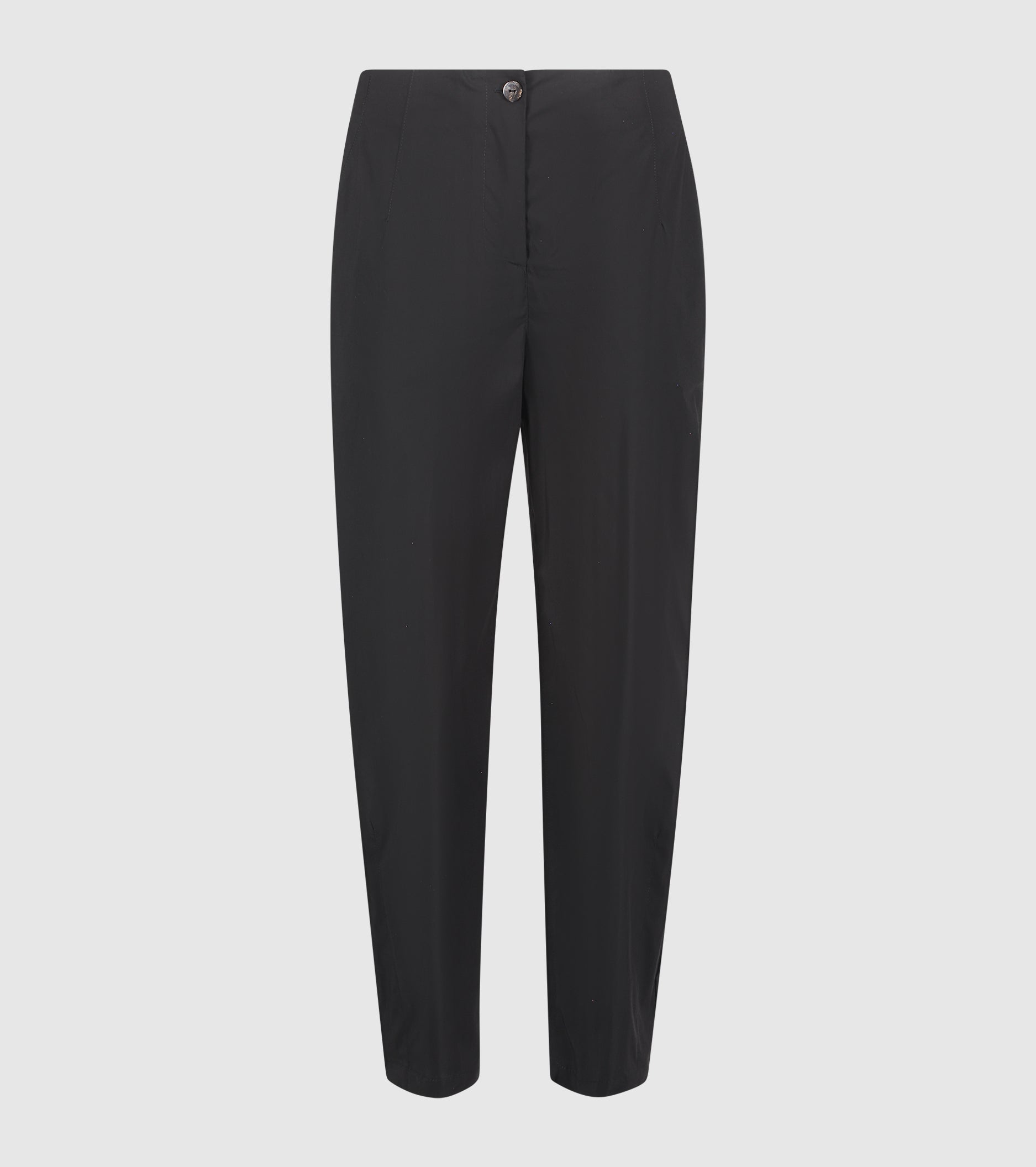 Black stretch cotton cropped trousers