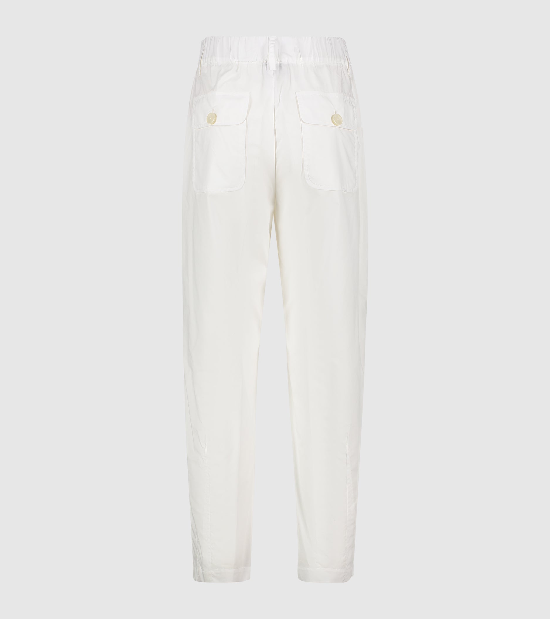 Pantaloni cropped in cotone stretch burro