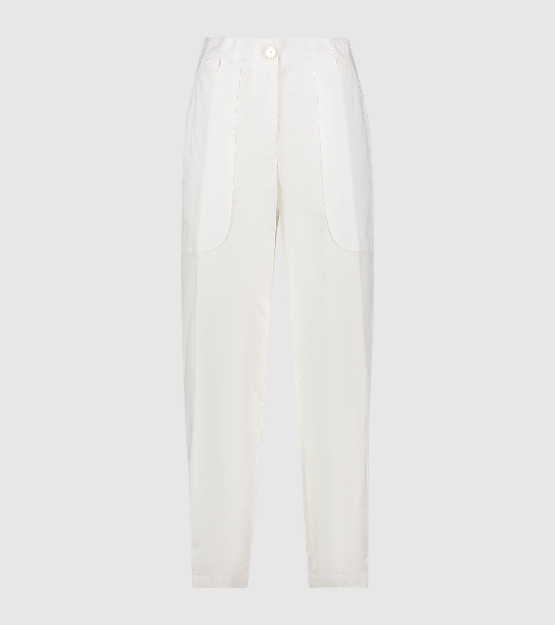 Pantaloni cropped in cotone stretch burro