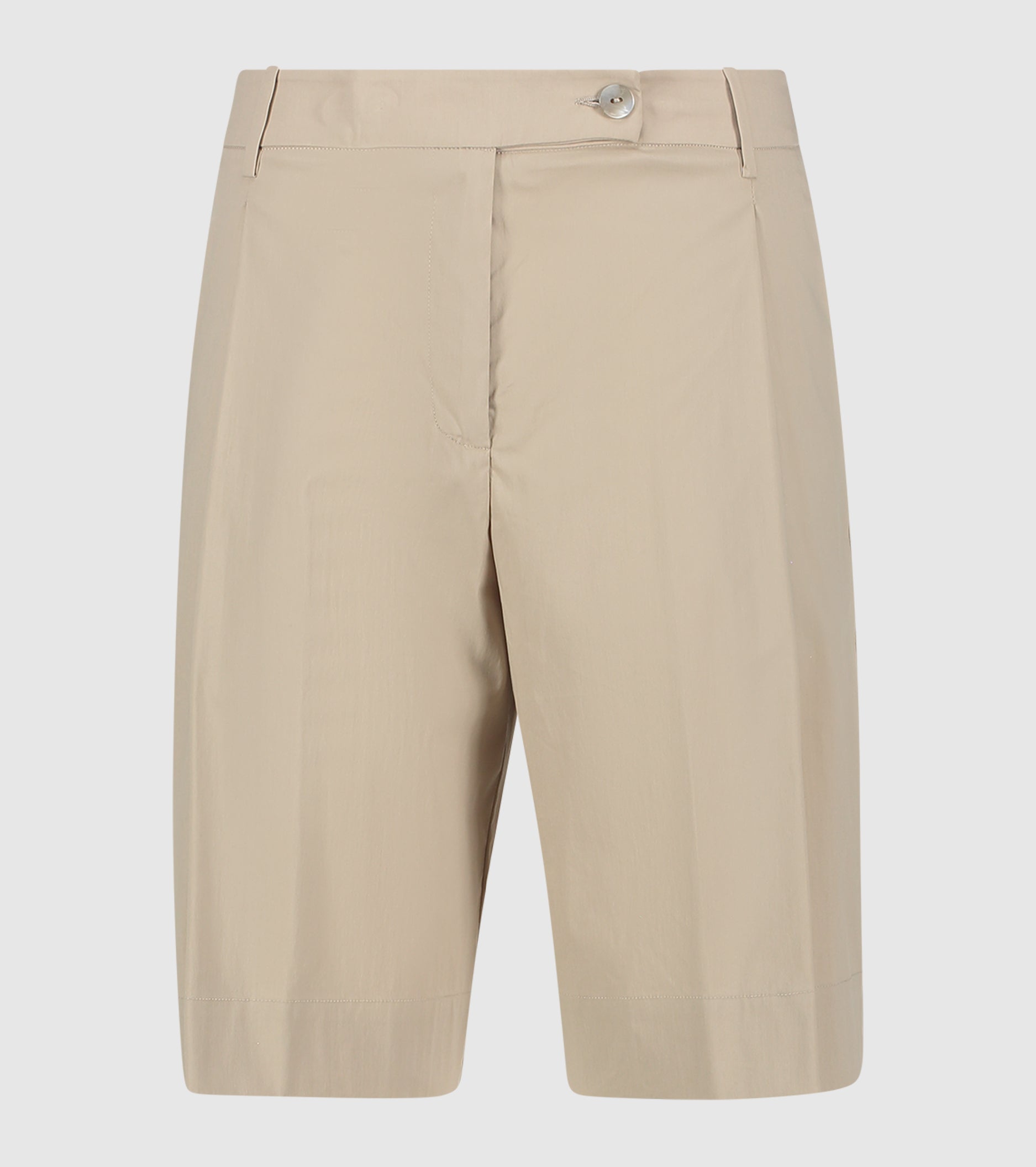 Pantaloni cropped in cotone stretch burro