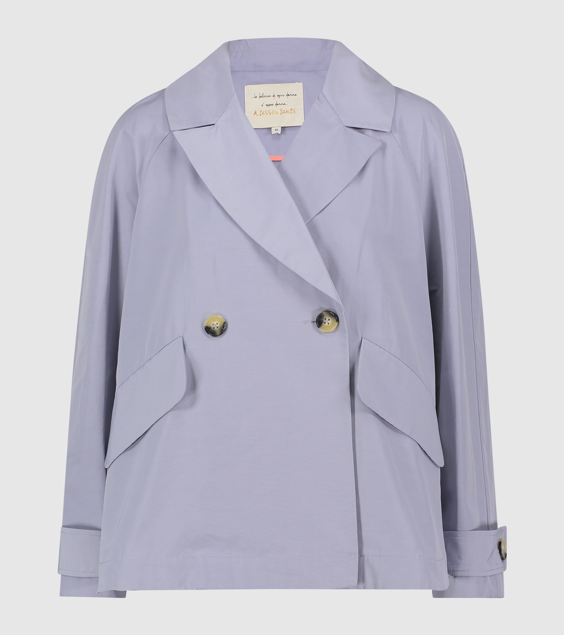 Double-breasted caban with marmalade lapels